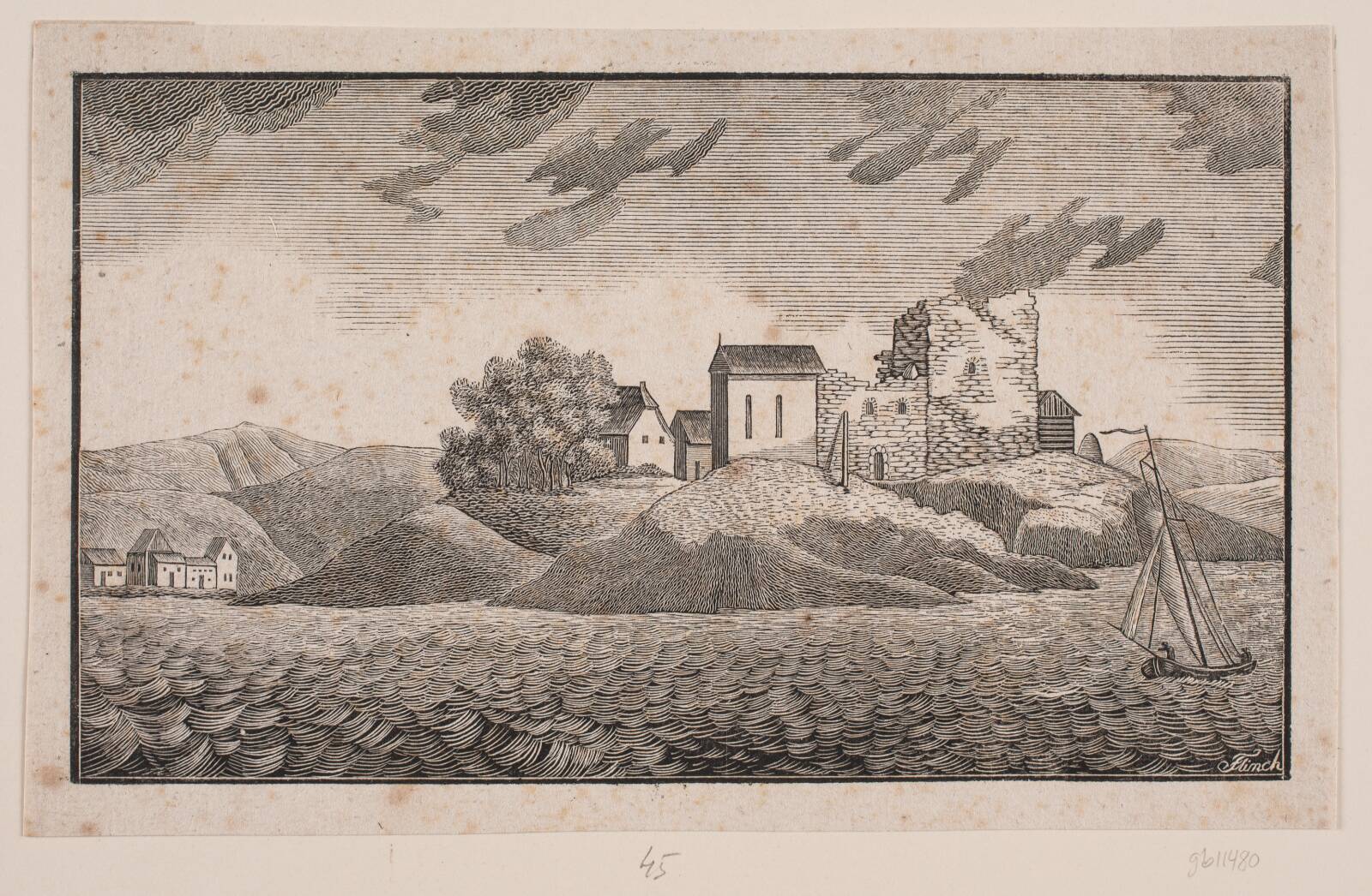Ruinerne af Hammershus?, Andreas Flinch, 1835