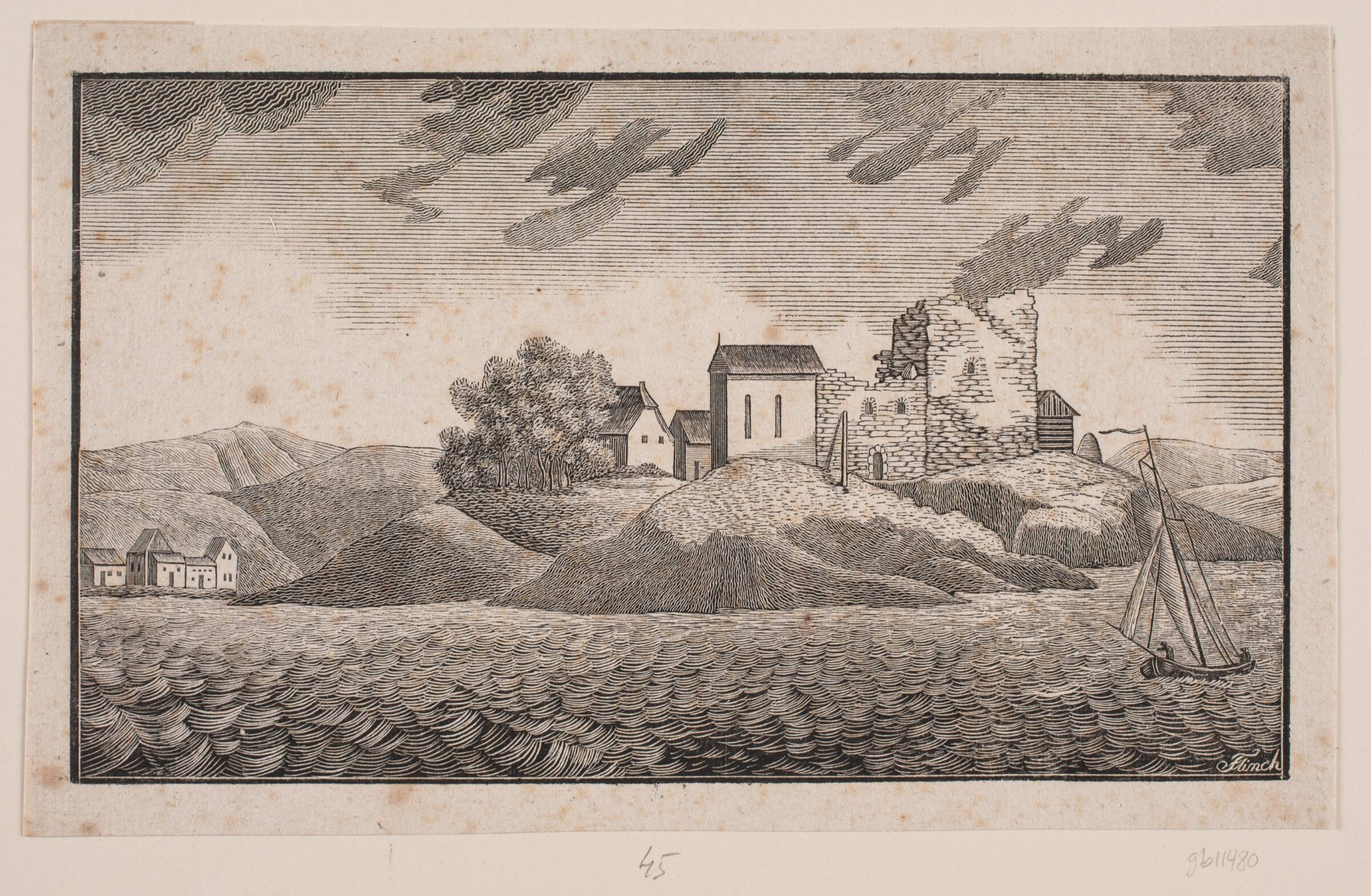 Ruinerne af Hammershus?, Andreas Flinch, 1835