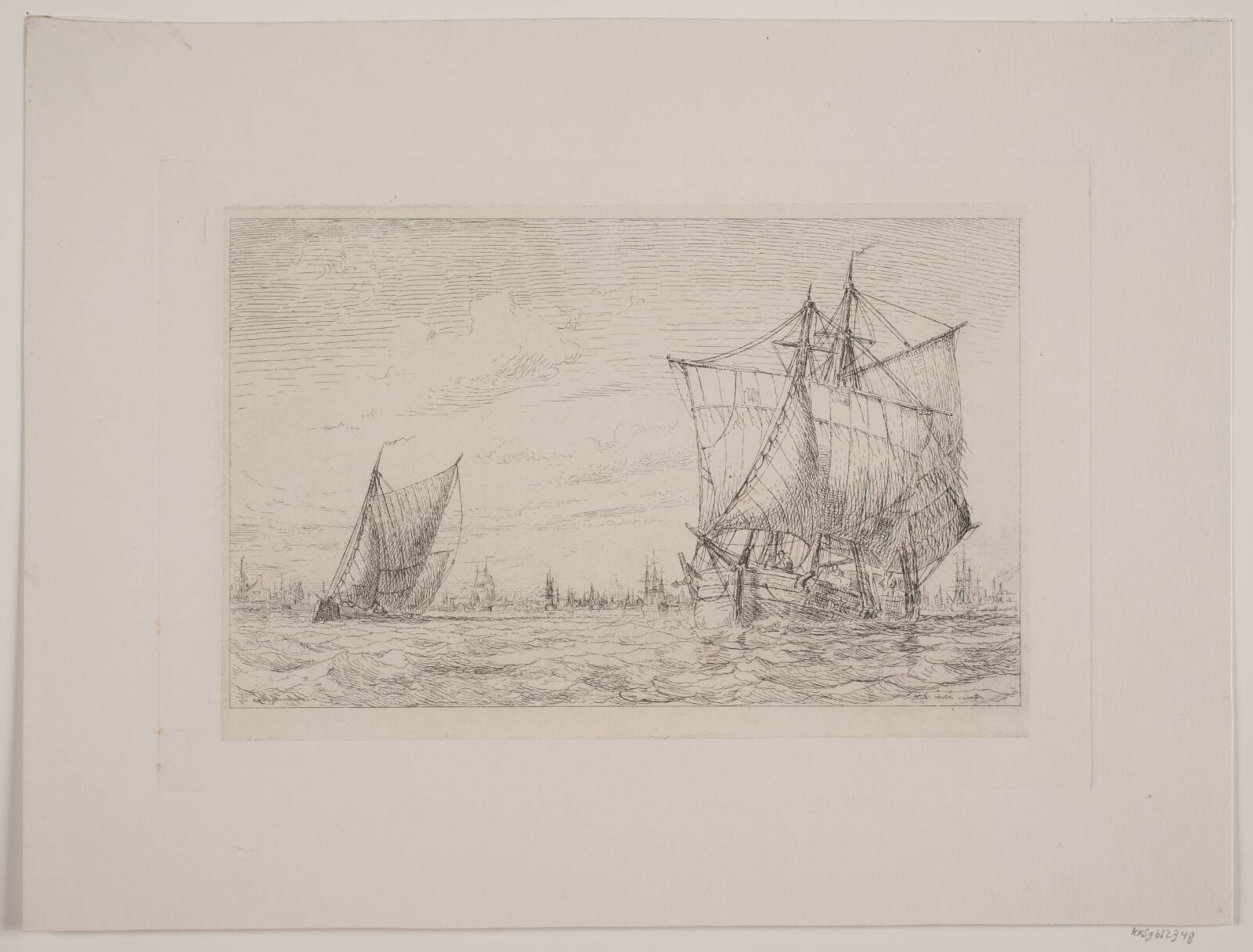 Havnen ved Rouen, Anton Melbye, 1850
