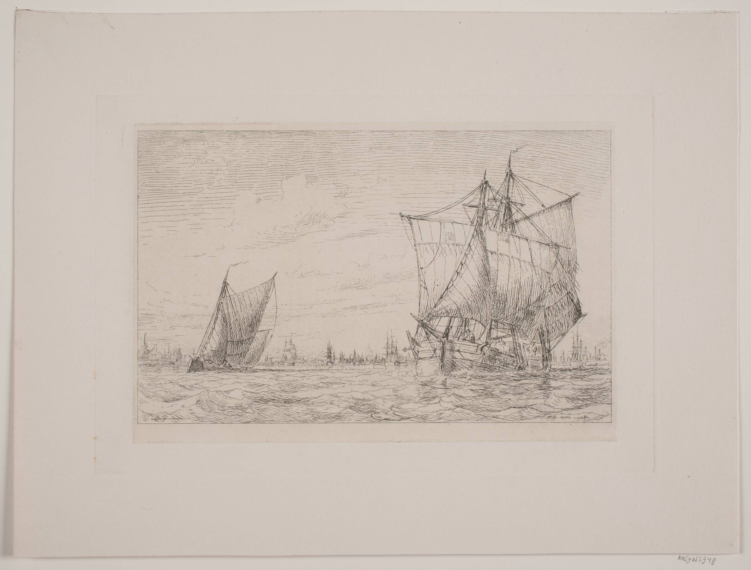 Havnen ved Rouen, Anton Melbye, 1850