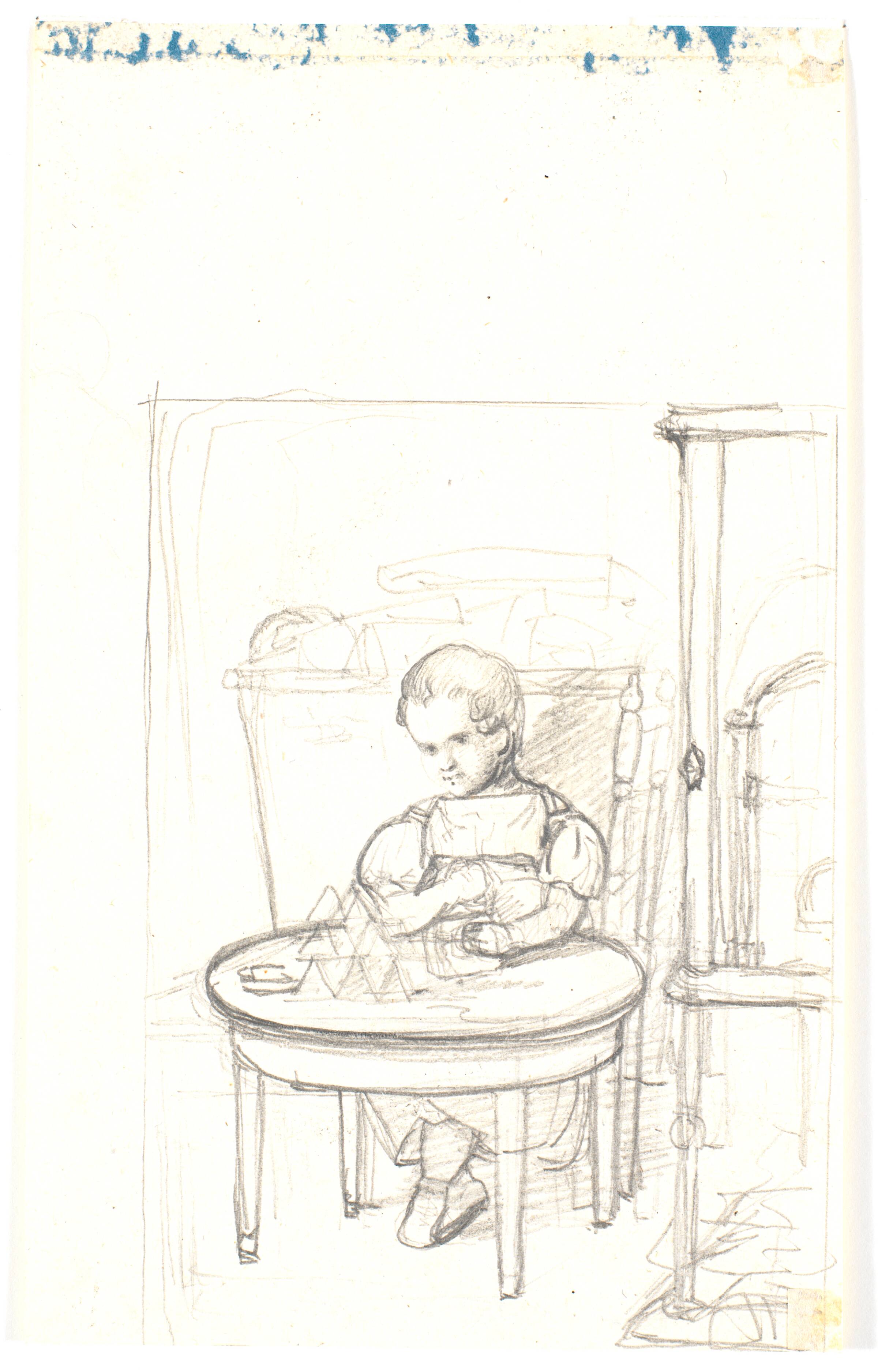 Et barn der bygger korthuse, Wilhelm Bendz, 1831-1832