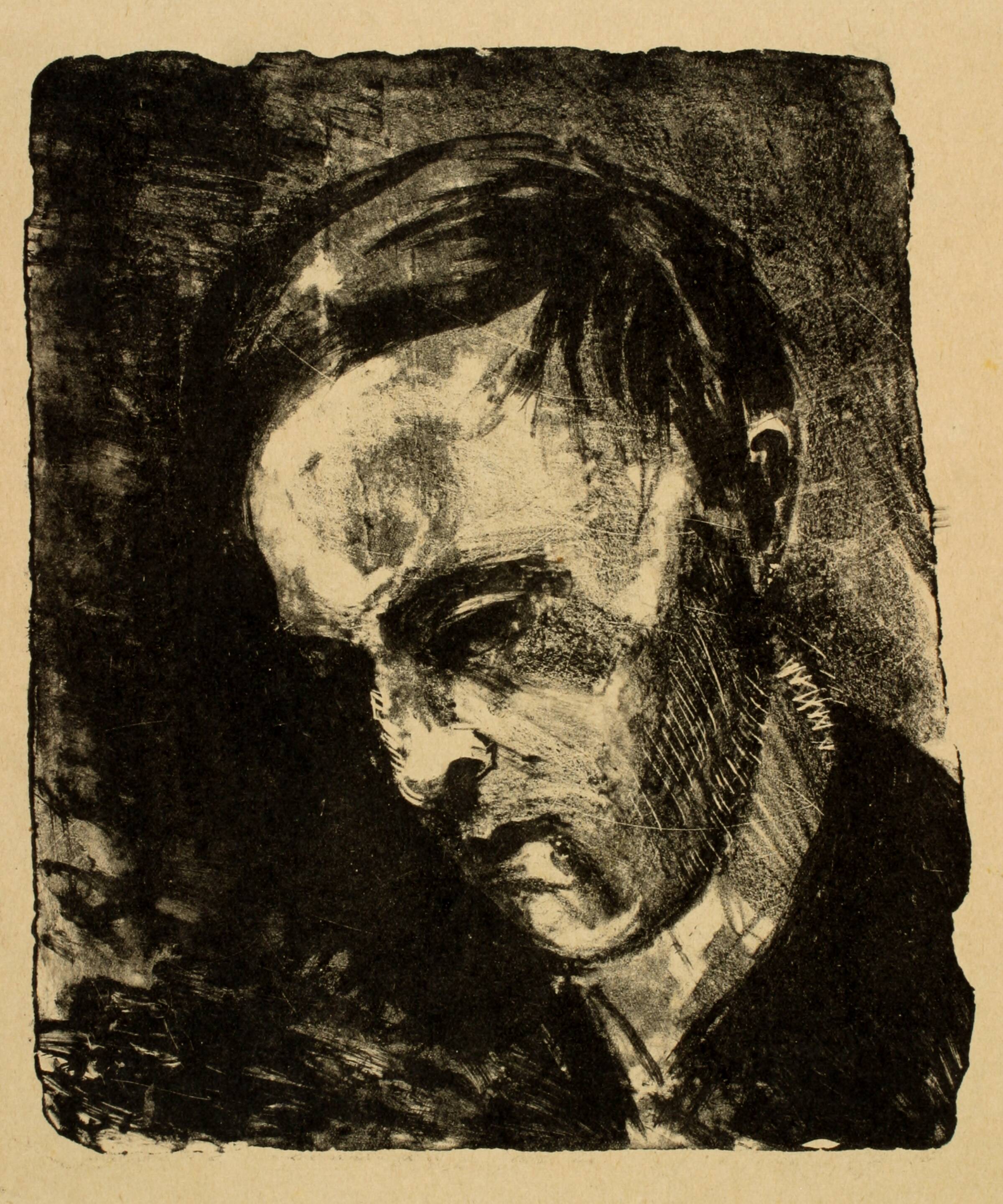 Selvportræt, hoved, skråt bøjet mod venstre, Kaj Ejstrup, 1929
