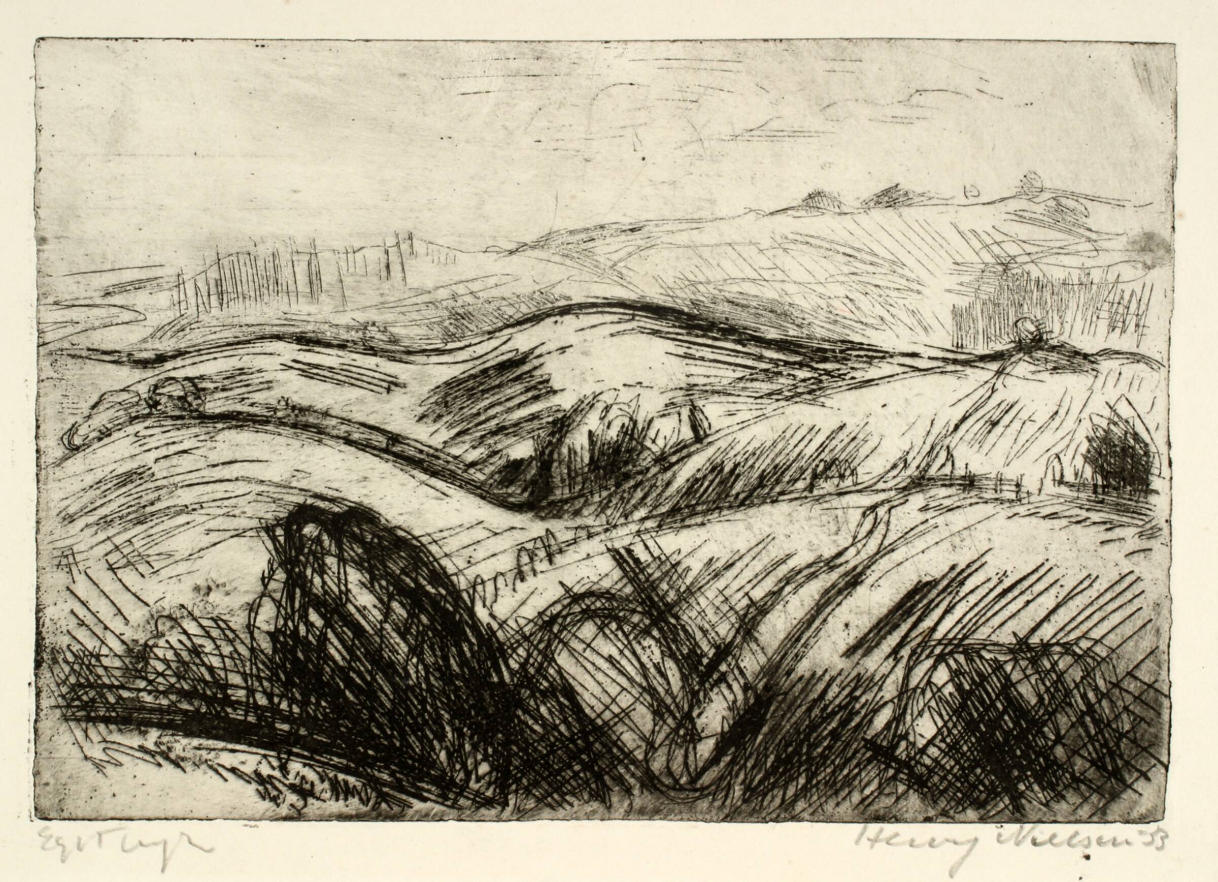 Stærkt bakket landskab, Henry Nielsen, 1933