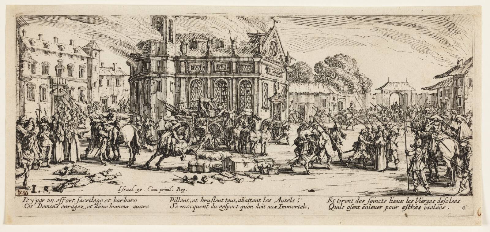 Et kloster ødelægges, Jacques Callot, 1633
