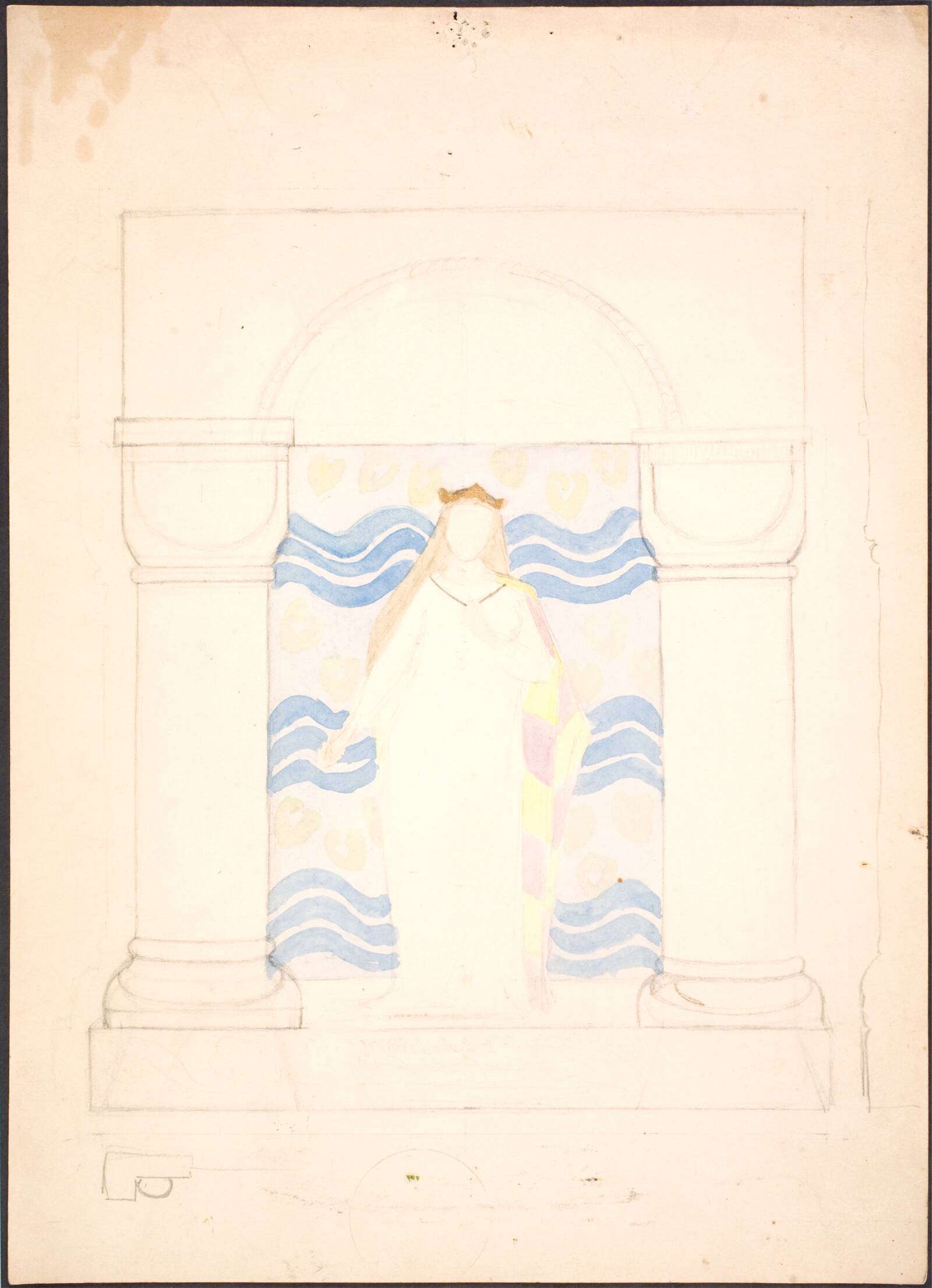 Forstudie med ramme til Dronning Dagmar, Agnes Slott-Møller, 1862-1891