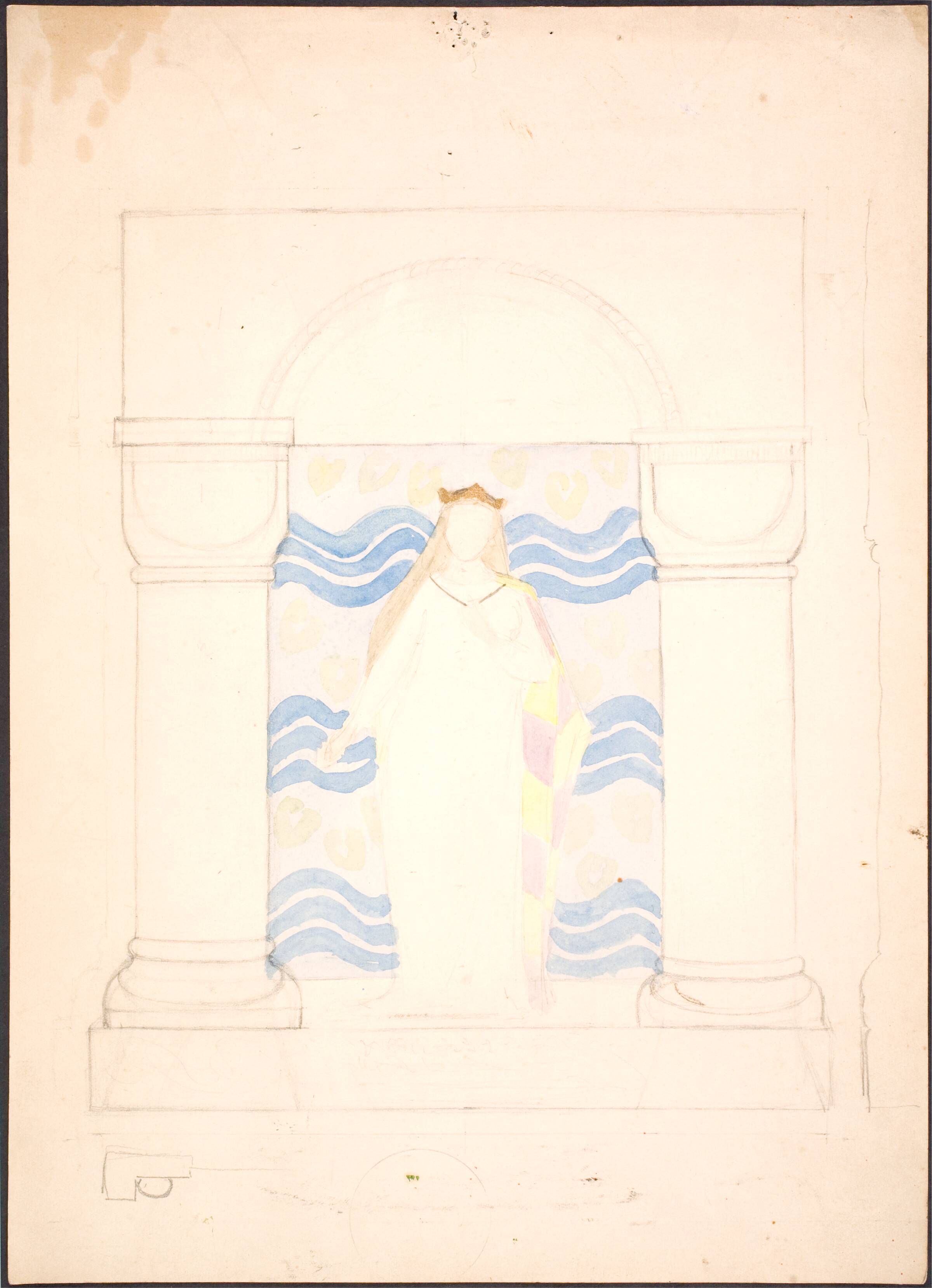 Forstudie med ramme til Dronning Dagmar, Agnes Slott-Møller, 1862-1891