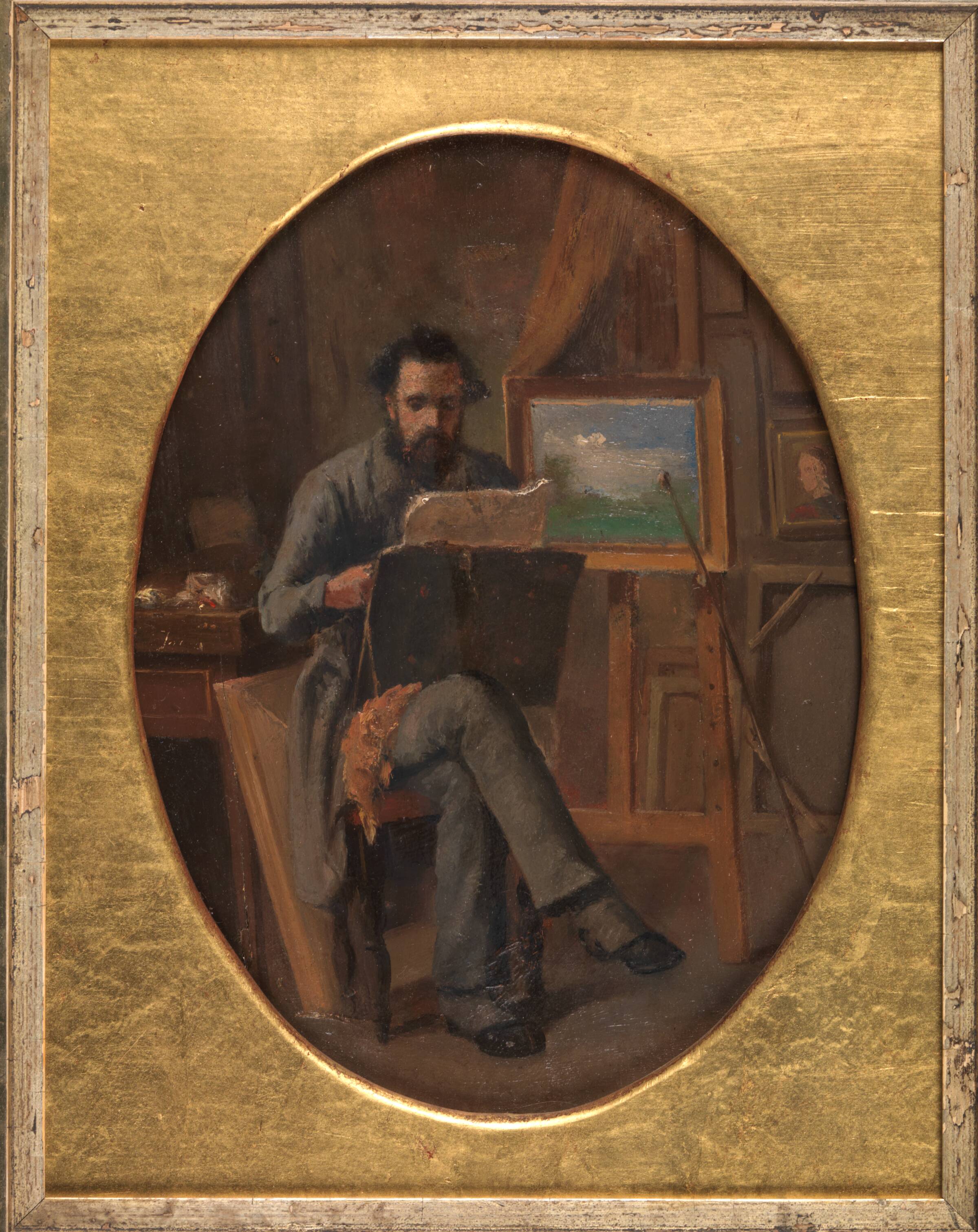 En maler i sit atelier. Selvportræt (?), David Jacobsen, 1863-1867