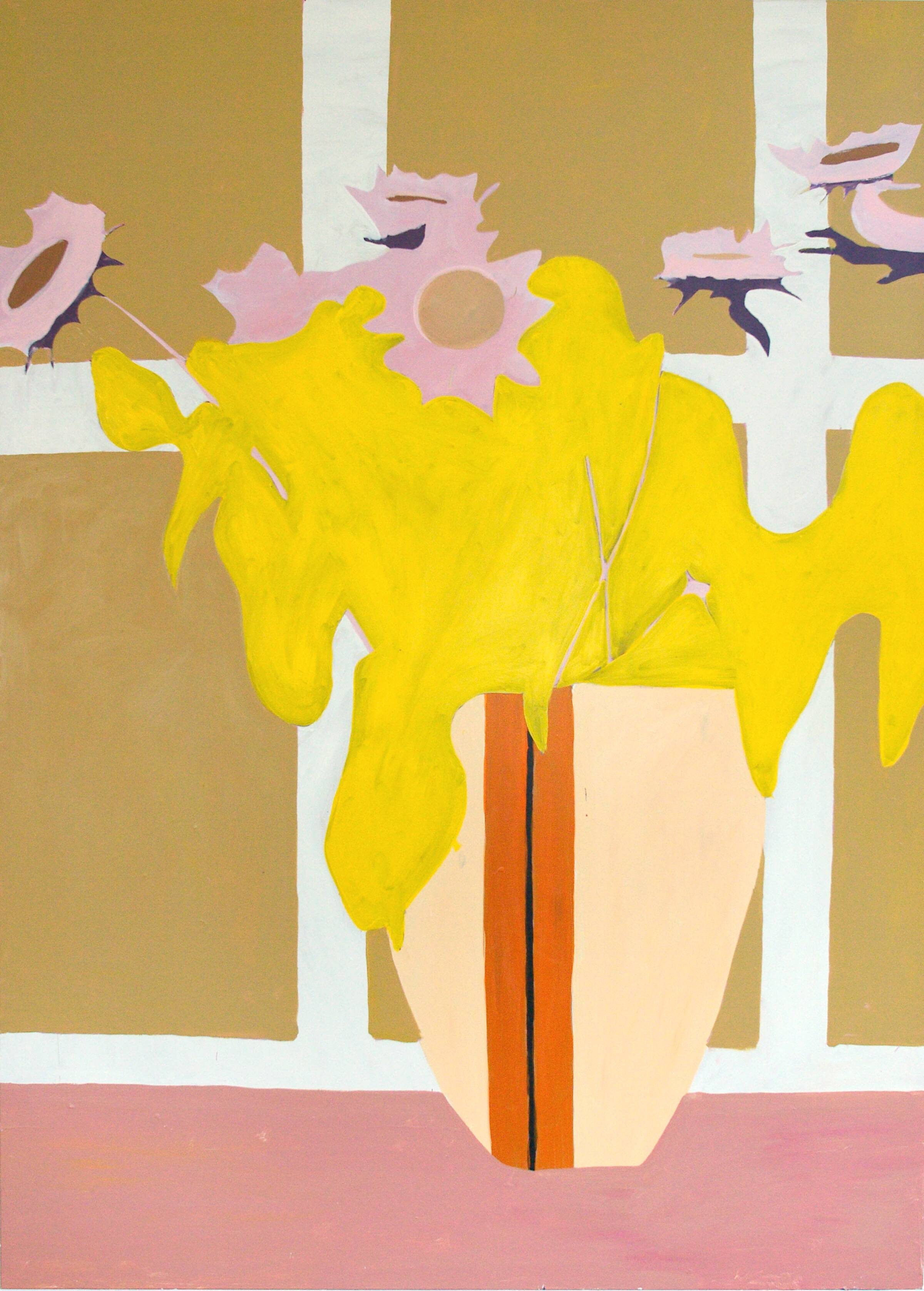 Solsikker i aluminiumsvase, Erik A. Frandsen, 2001
