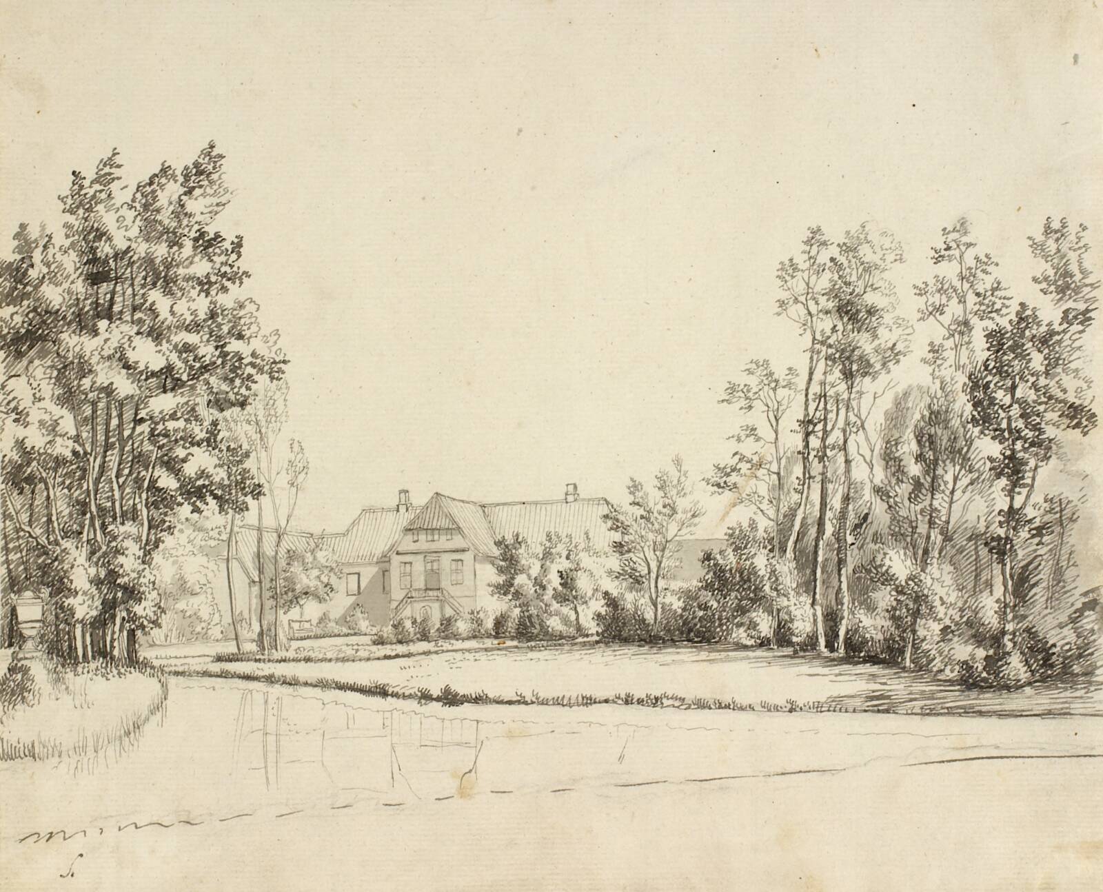 Sanderumgaard set fra haven, C.W. Eckersberg, 1804-1807