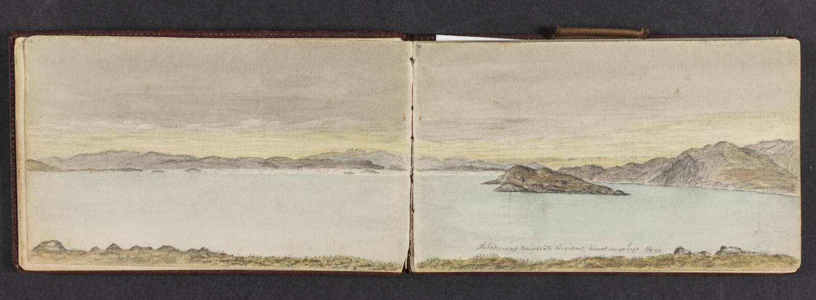 Kystlandskab med fjelde, Lars Møller, 1883