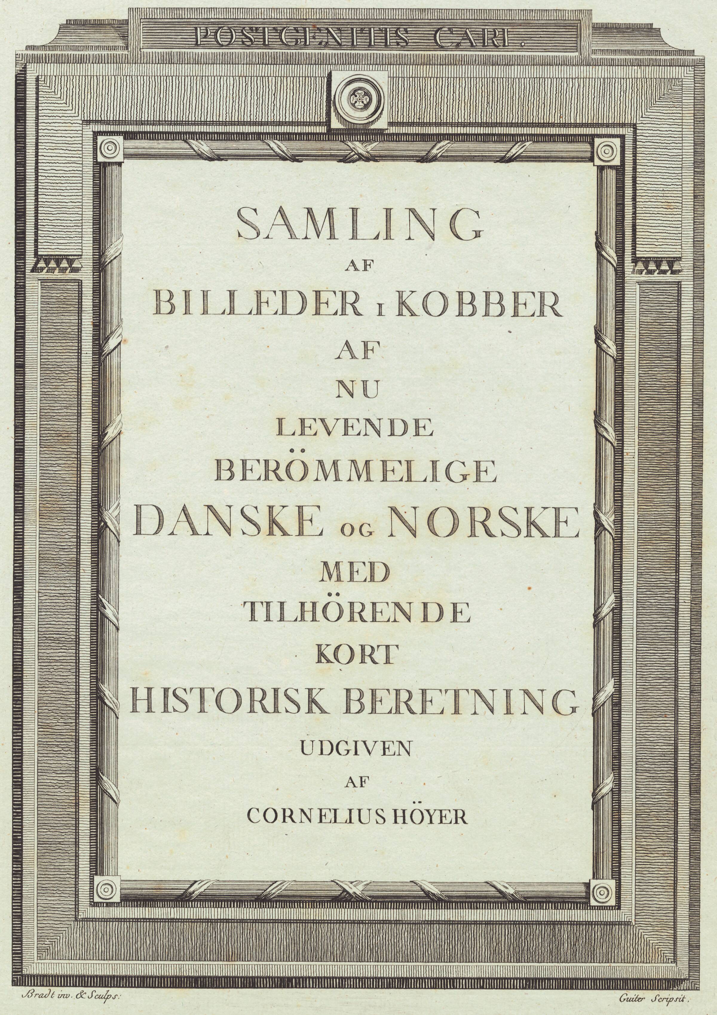Titelblad til Cornelius Höyers, Samling af billeder..., Bradt, F.L., 1776-1779