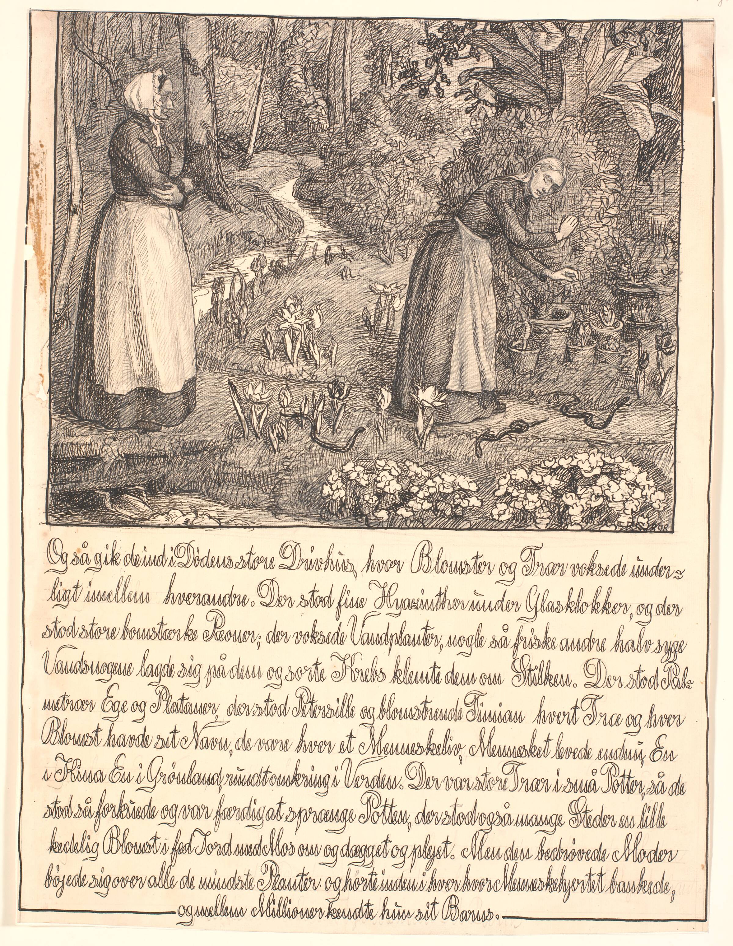 Og så gik de ind i Dødens store Drivhus..., Fritz Syberg, 1898