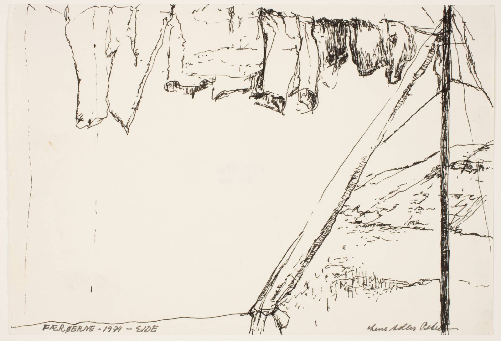 Teltåbning set indefra. Færøerne, Eide., Lene Adler Petersen, 1974