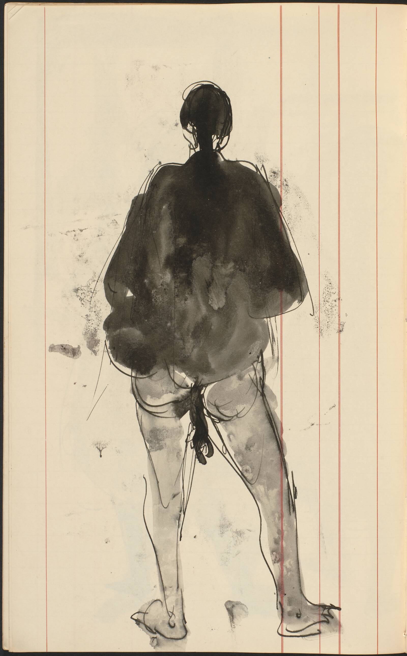 Model, halvnøgen, rygvendt, Gottfred Eickhoff, 1955