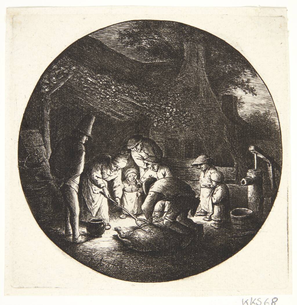 Svinet slagtes, Adriaen van Ostade, 1642