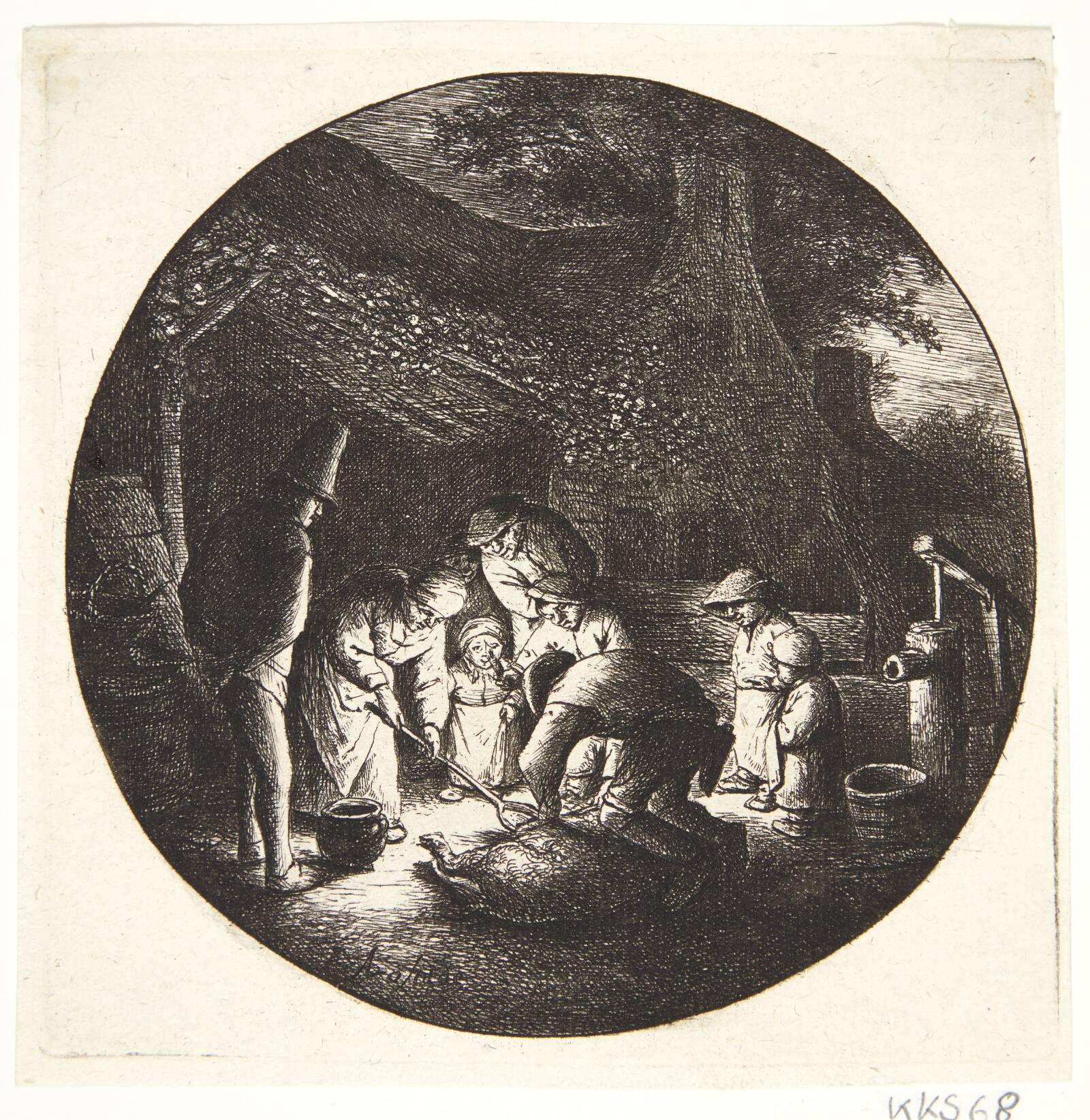 Svinet slagtes, Adriaen van Ostade, 1642
