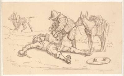 Don Quixote ligger såret og hjælpes af Sancho