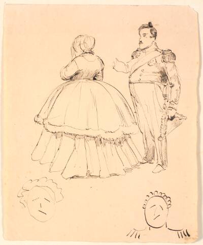 Karikatur af Frederik VII og Grevinde Danner; forneden af Christian VIII.