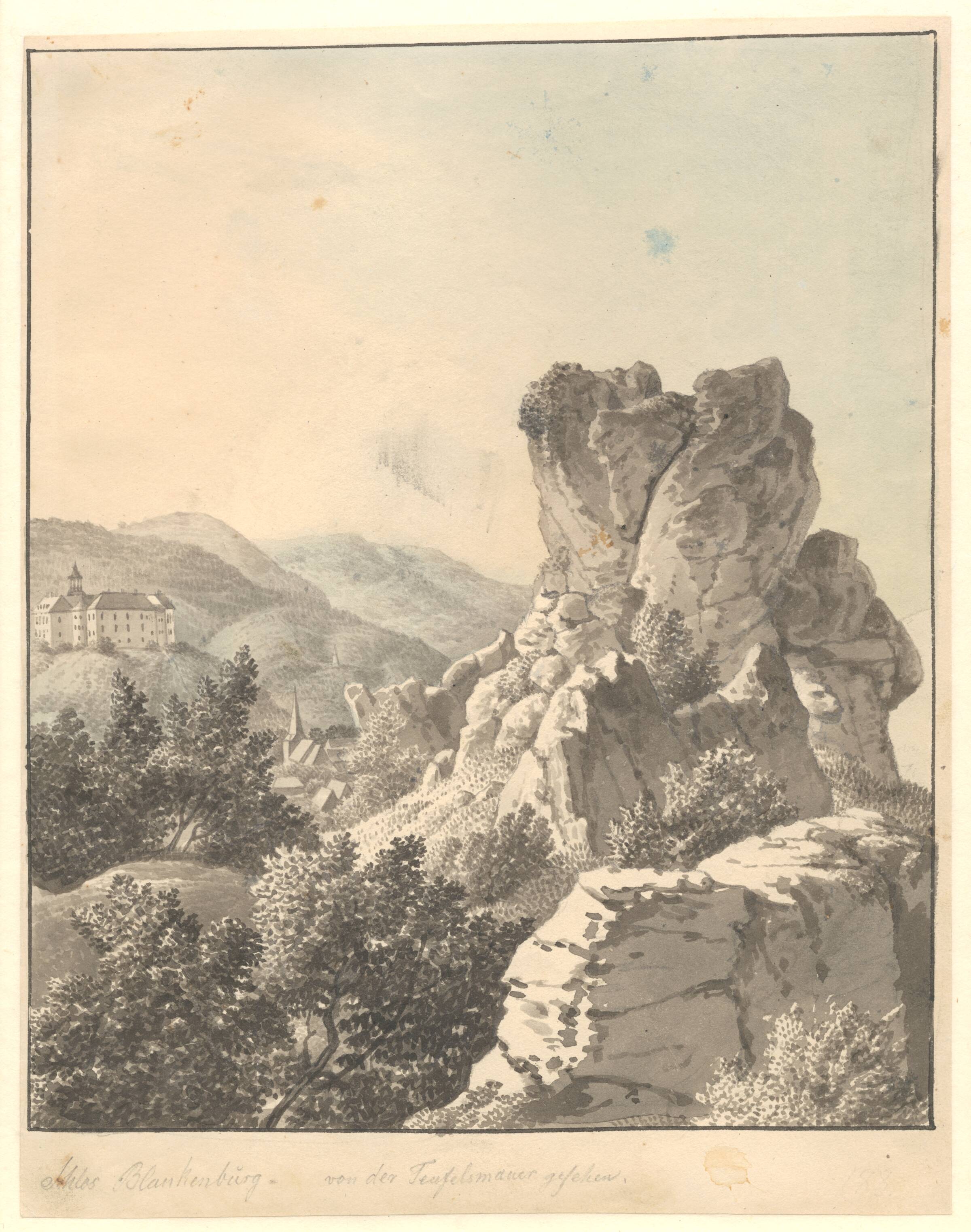 Udsigt ved Harzen, fra Teufelsmauer mod Schloss Blankenburg, C.W. Eckersberg, 1783-1853