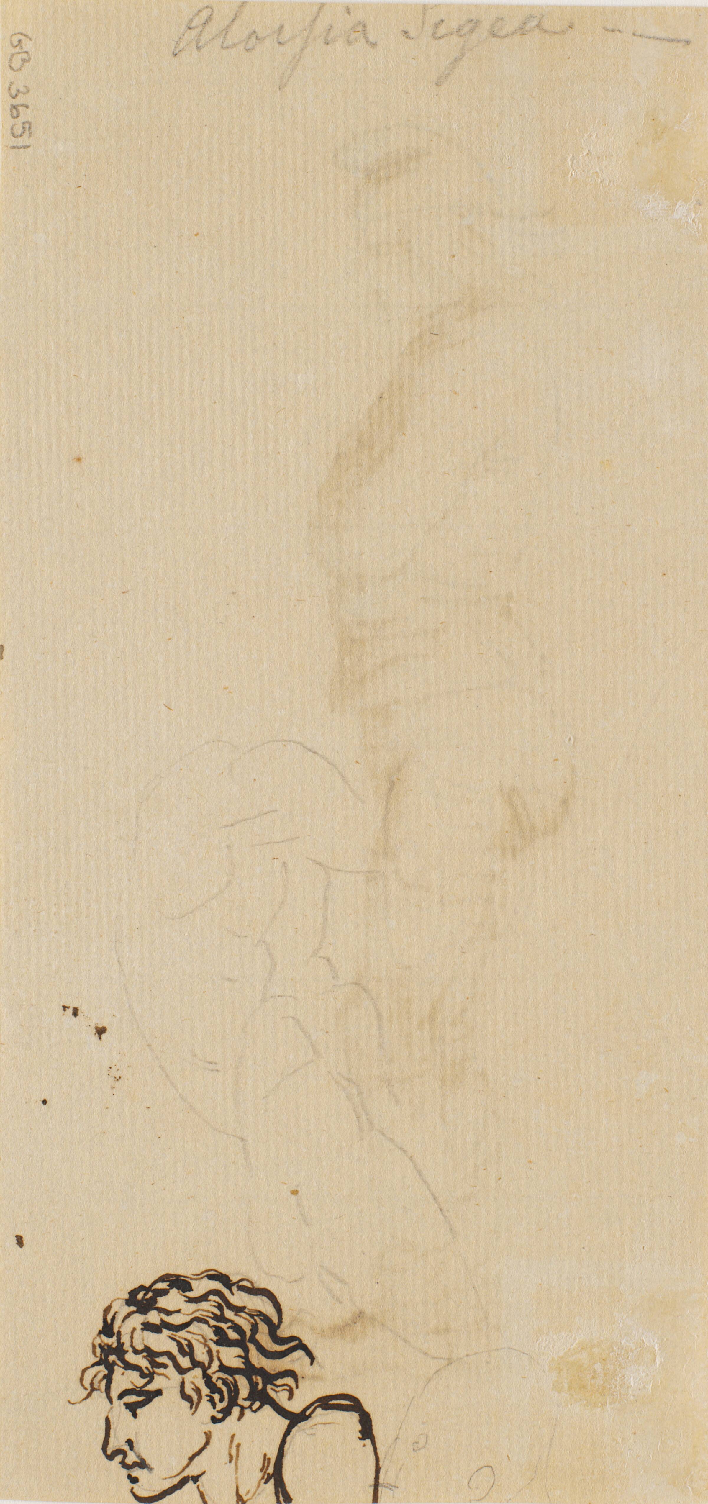 Mandshoved i profil samt ubetydelige figurrids, Nicolai Abildgaard, 1743-1809