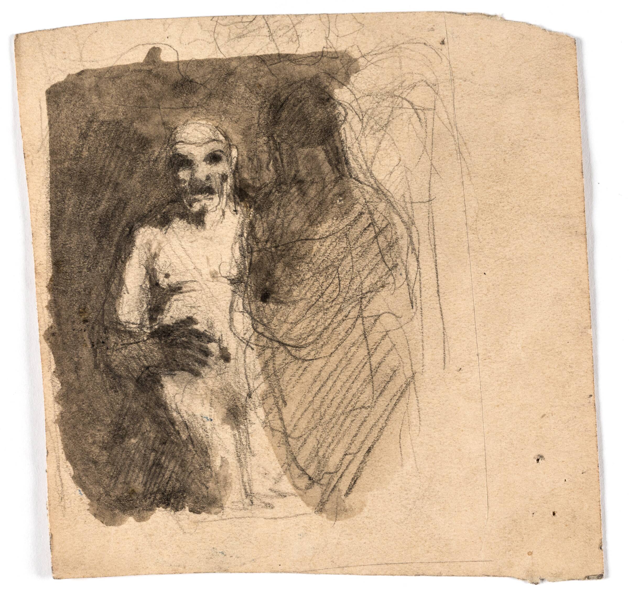 Kompositionsstudie af to figurer, der står overfor hinanden, Oluf Hartmann, 1879-1910