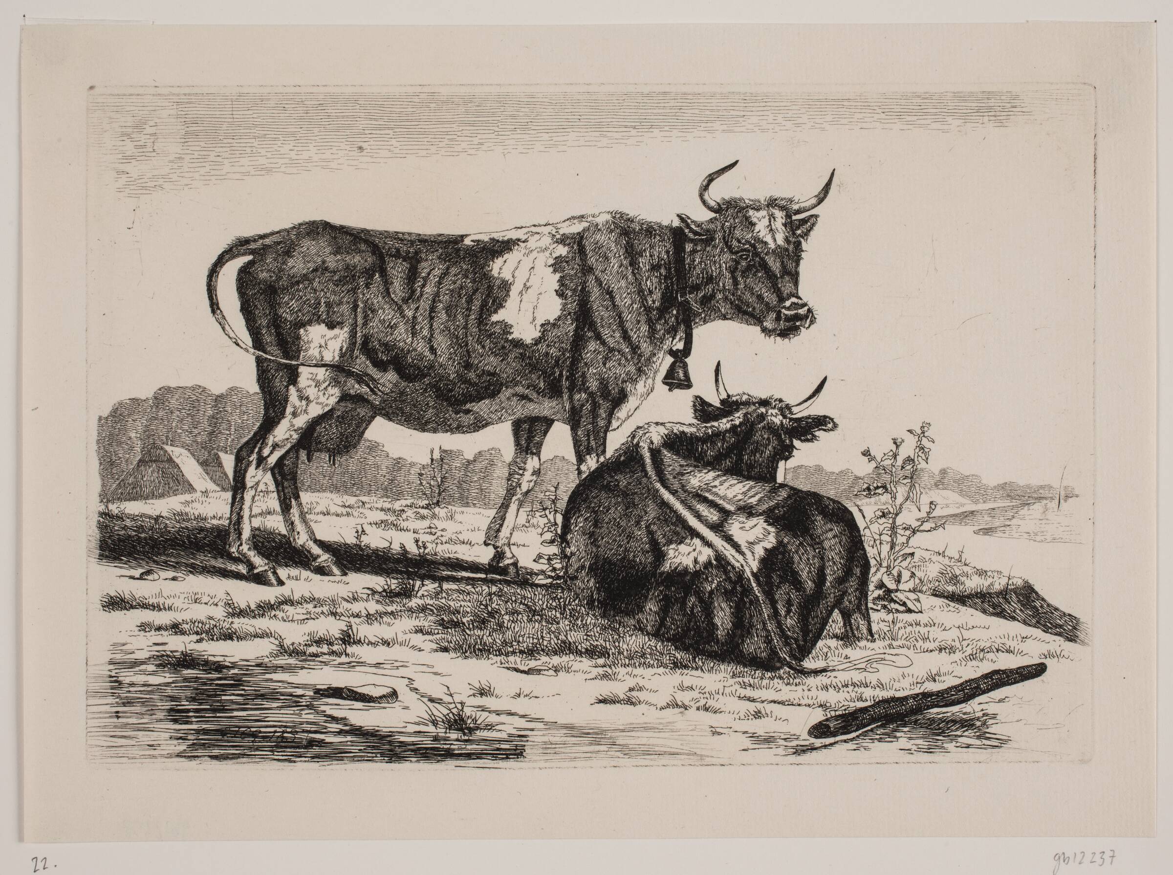 To køer i et landskab, Emmerik Høegh-Guldberg, 1831