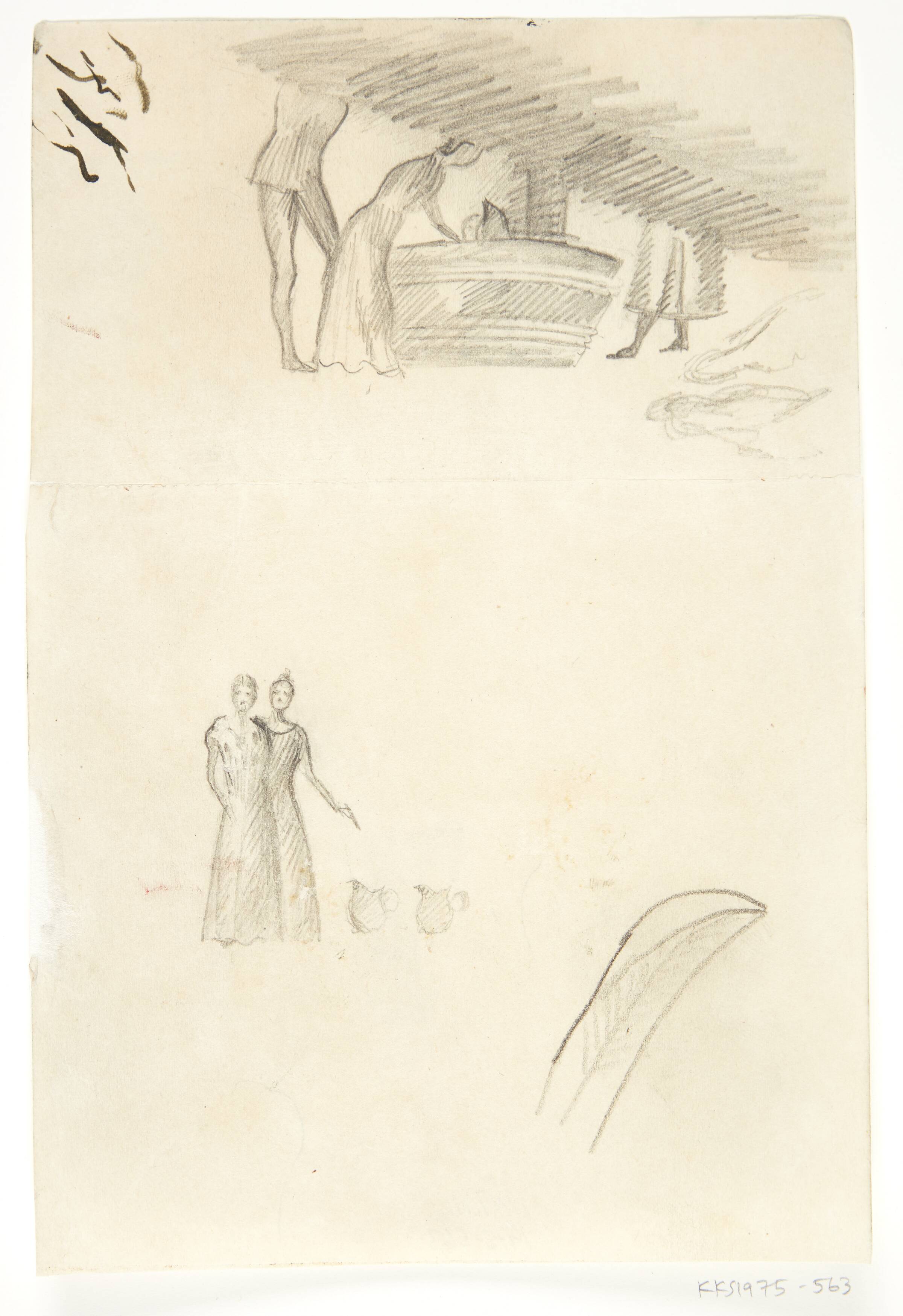 Figurstudier. Kompositionsskitse til P. Uccellos "La Battaglia", William Scharff, 1901-1959