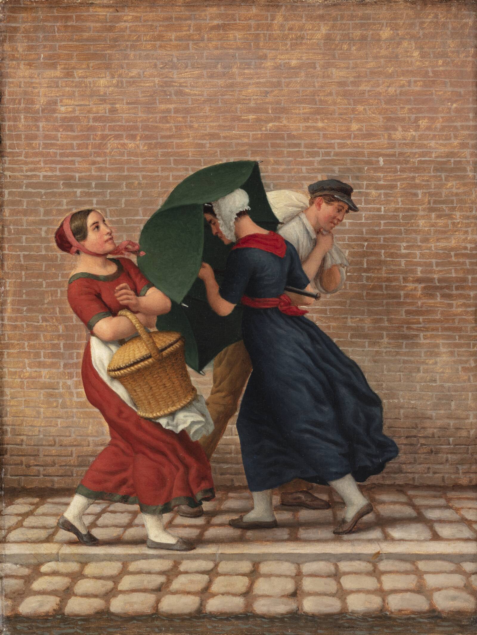 Gadescene i blæst og regn, C.W. Eckersberg, 1846