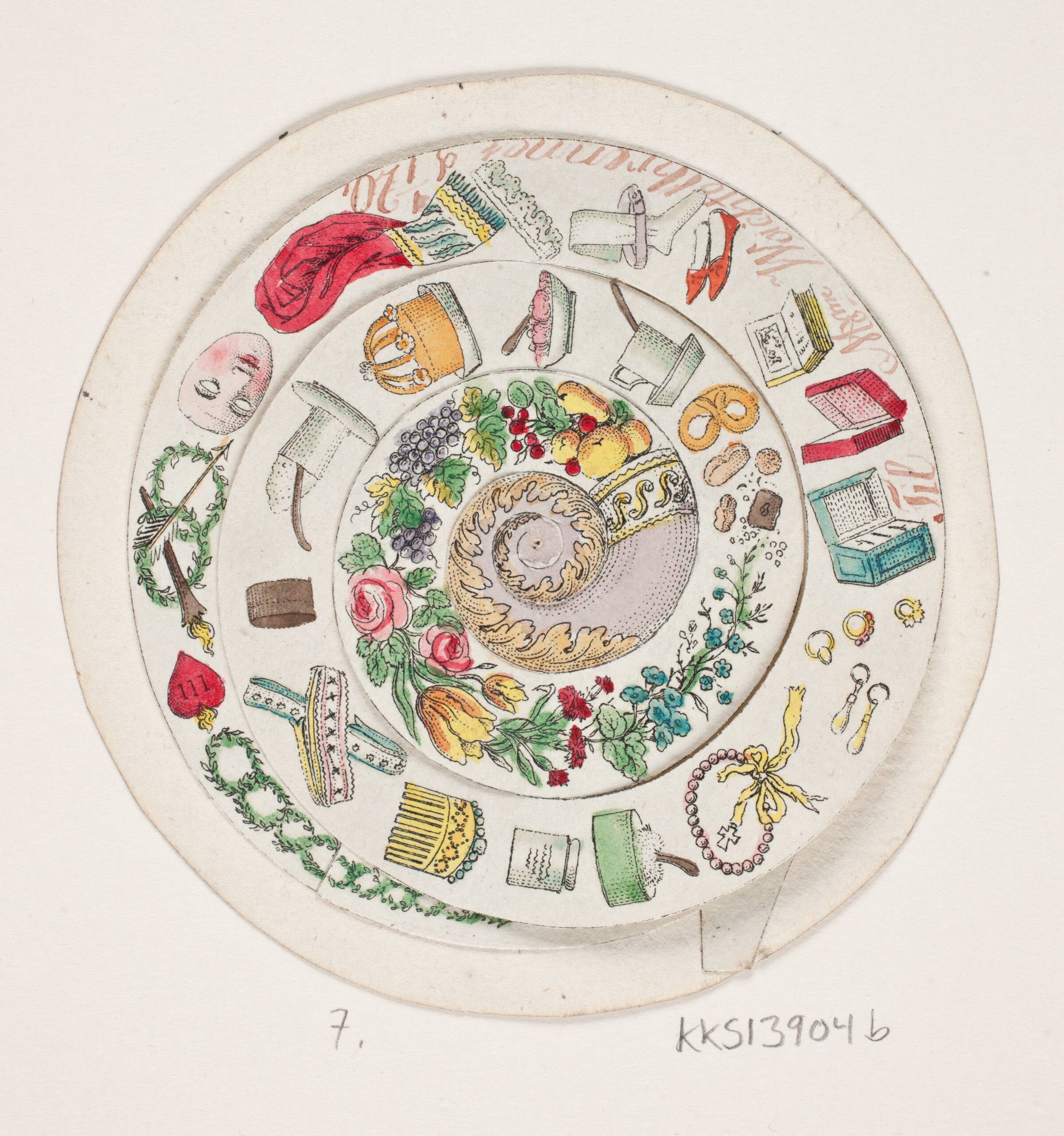 Drejeskrive med diverse småting aftegnet, Oluf Olufsen Bagge, 1806-1810