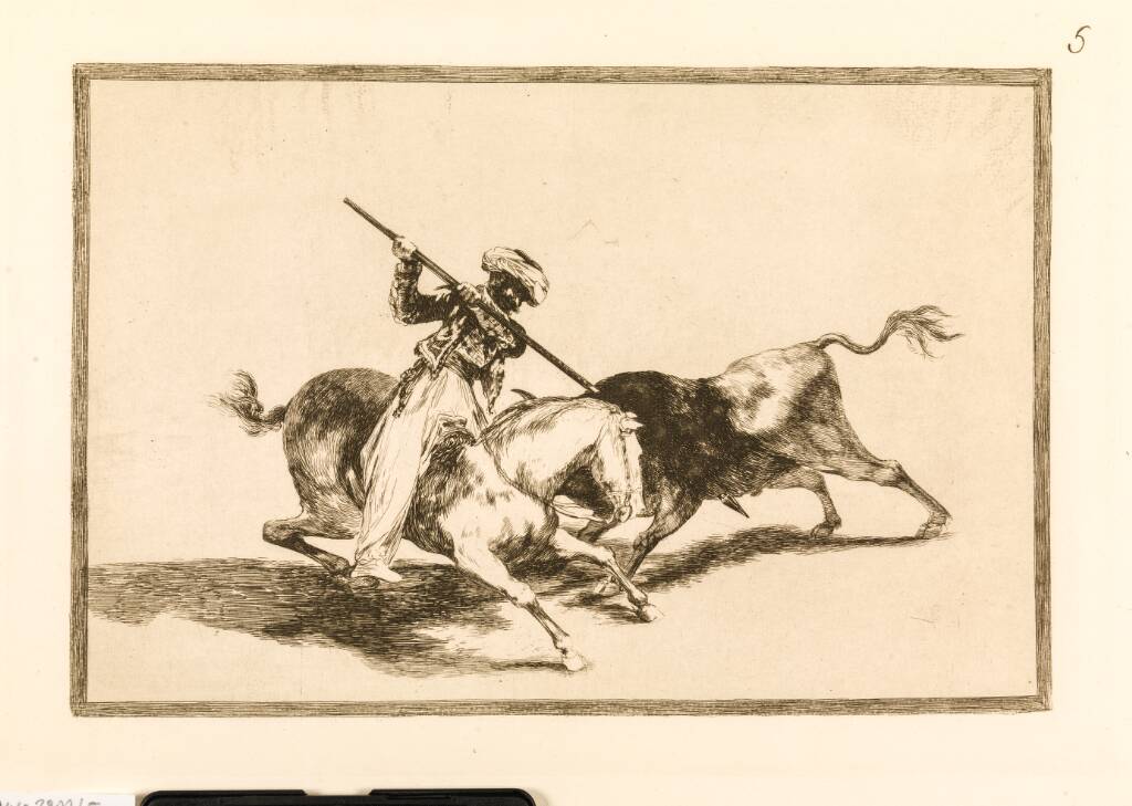 Den beåndede Maurer Gazul er den første til at spidde tyre i henhold til reglerne, Francisco de Goya, 1815-1816