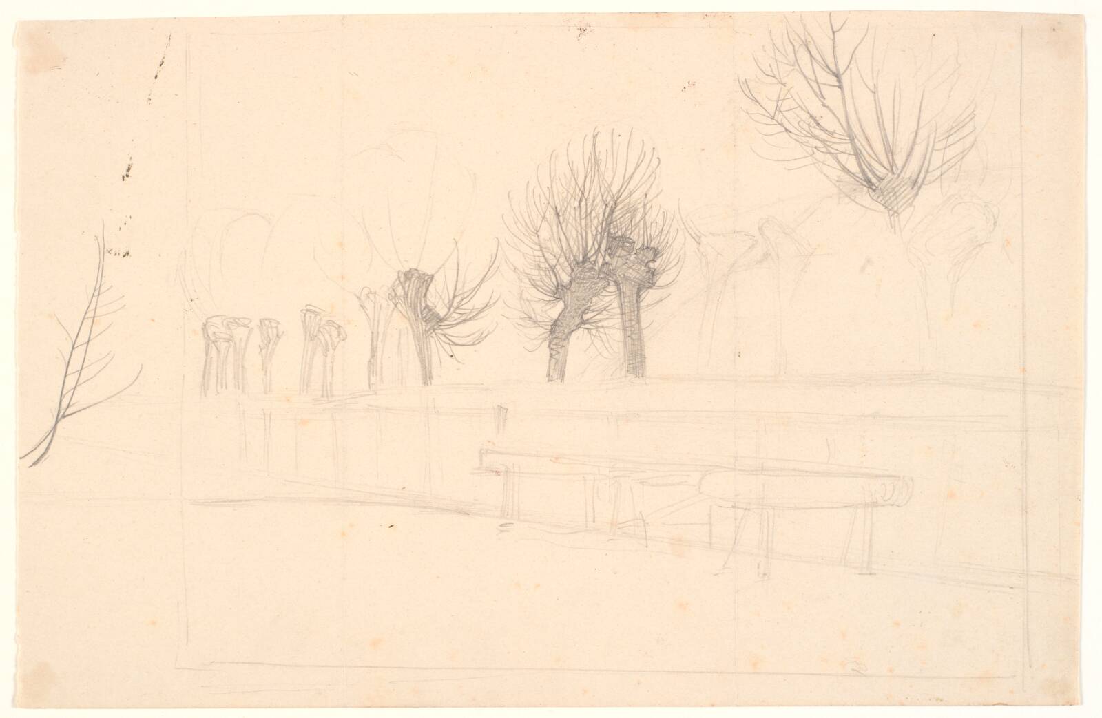 Stynede popler langs en å, Joakim Skovgaard, 1870-1873