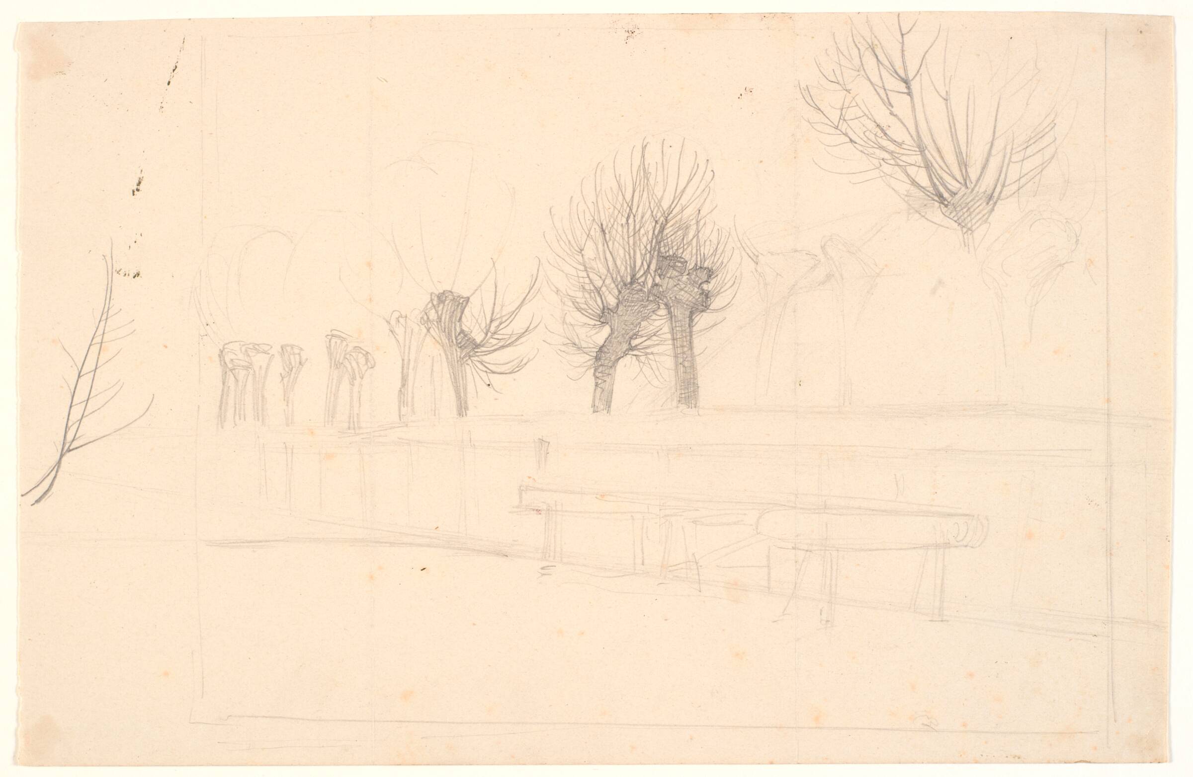 Stynede popler langs en å, Joakim Skovgaard, 1870-1873
