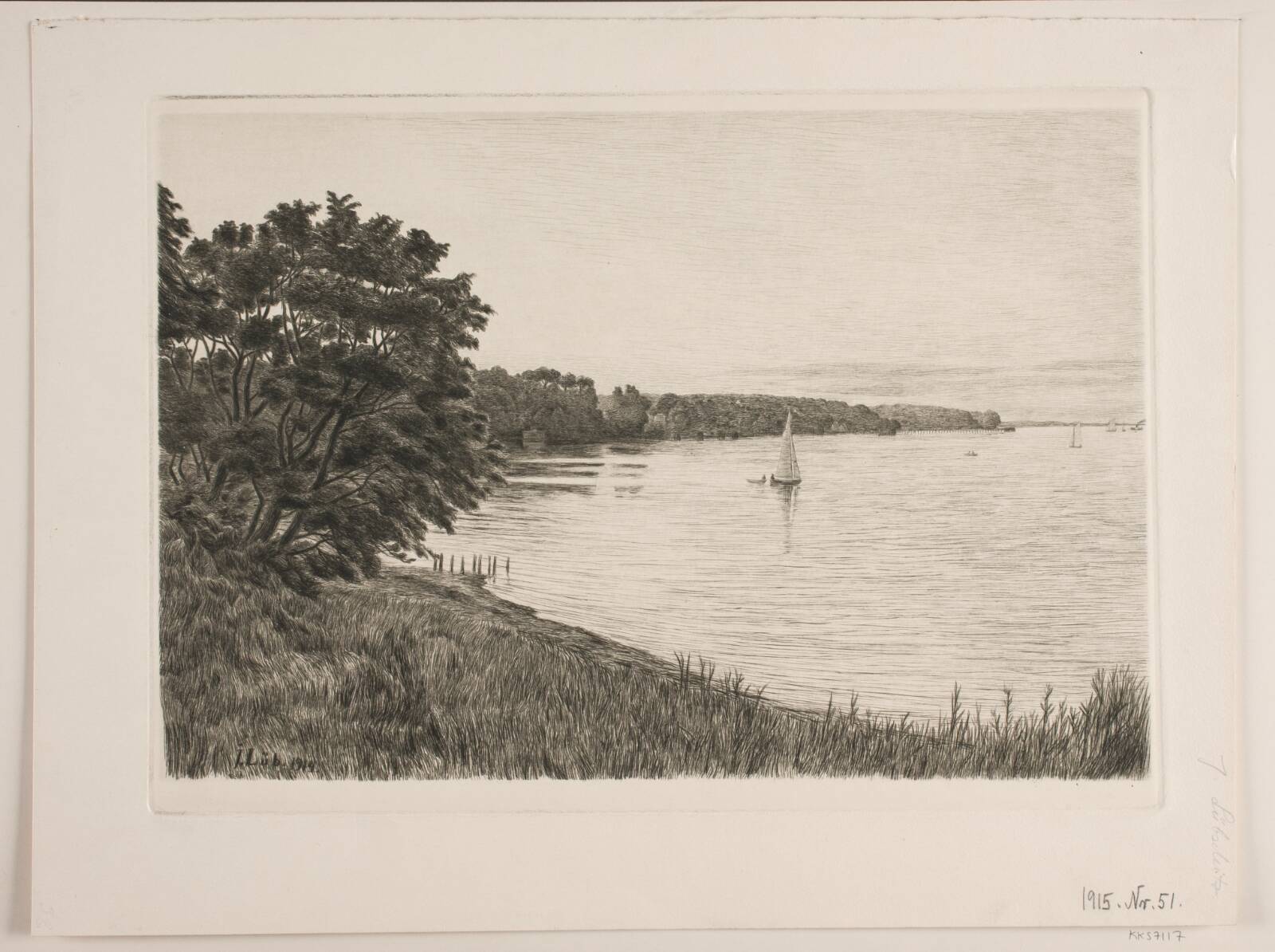Aften ved Strandmøllebugten, John Lübschitz, 1914