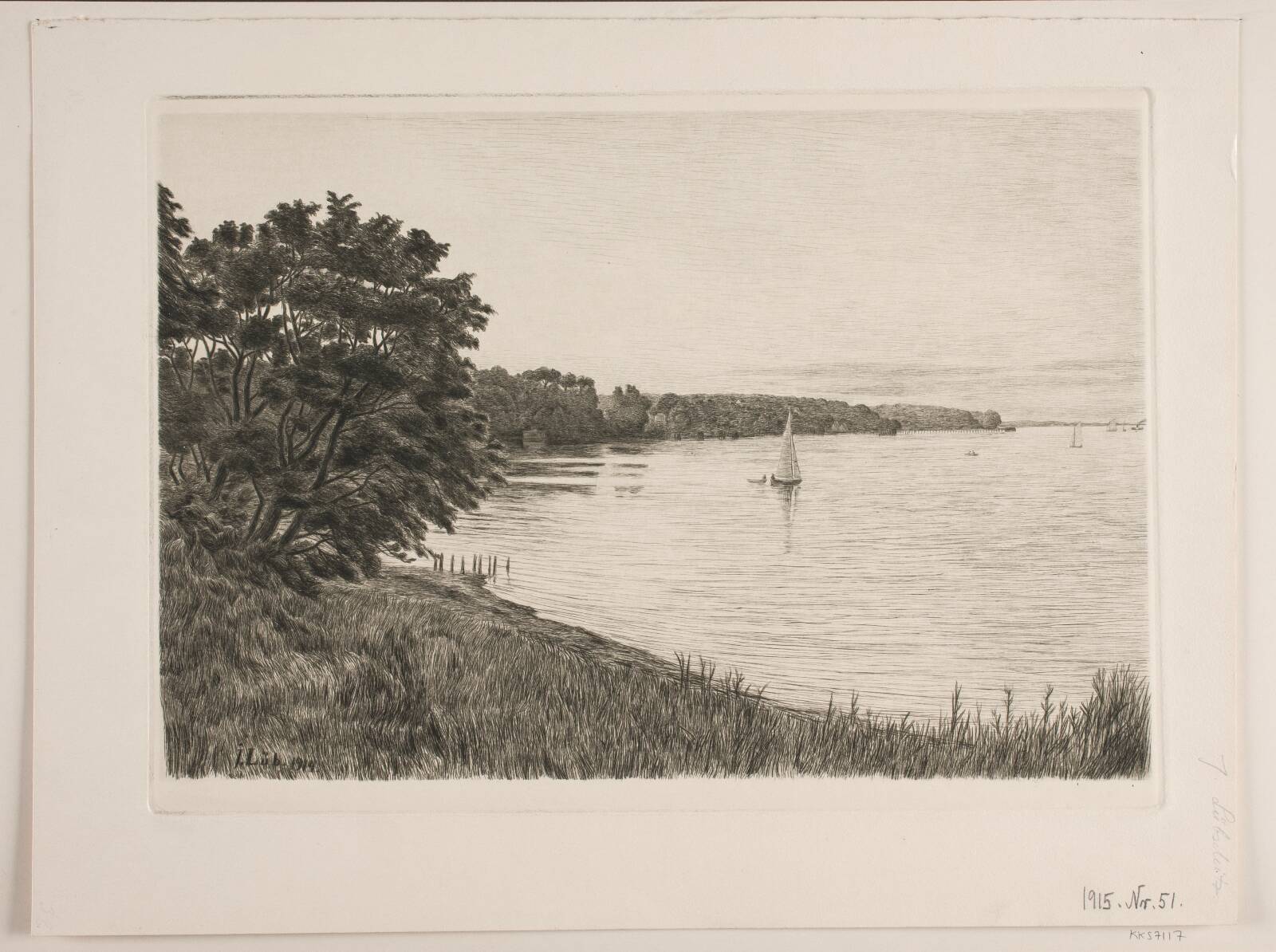 Aften ved Strandmøllebugten, by John Lübschitz, 1914