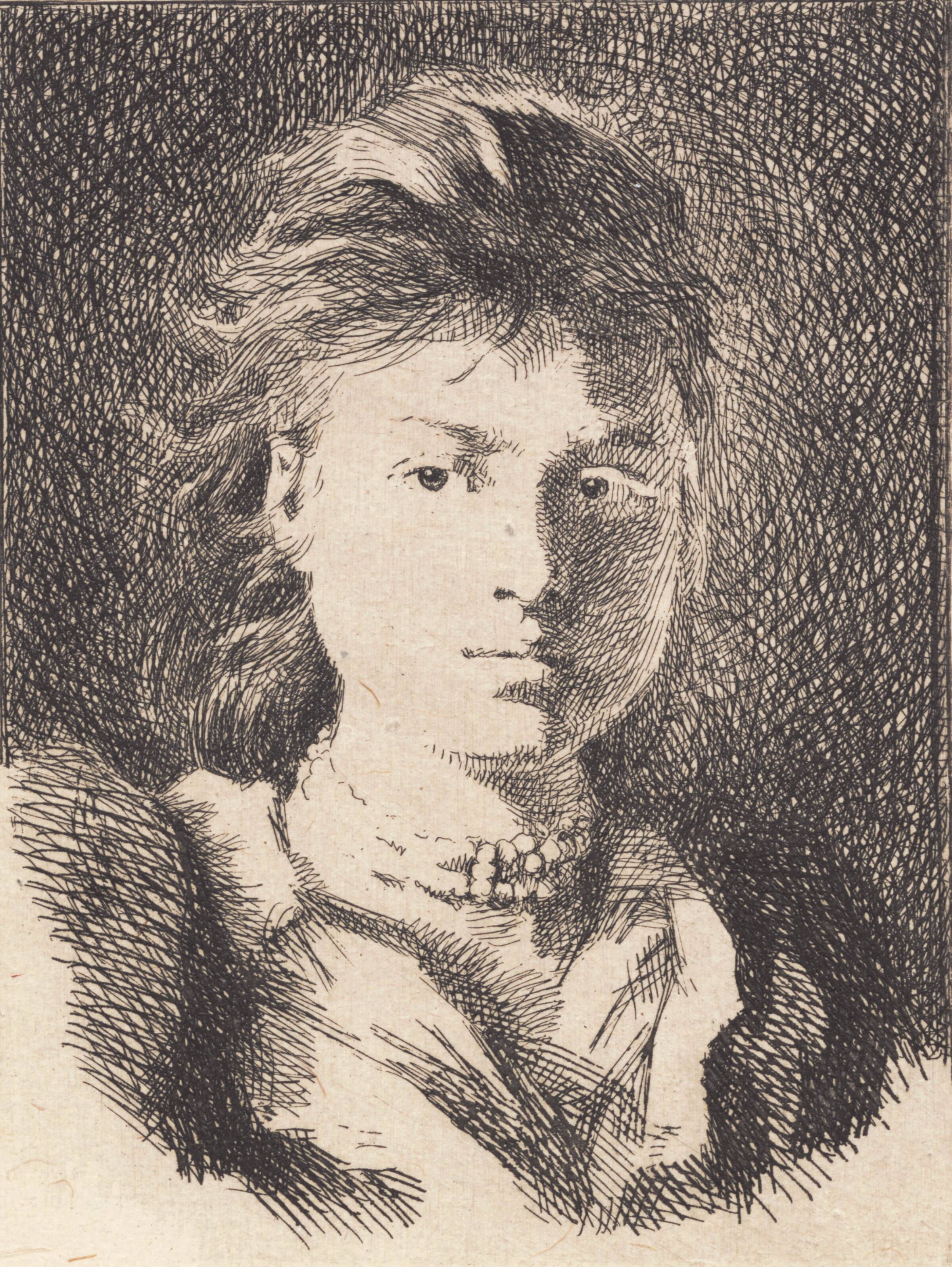 Ufuldført hoved af en ung pige, en face, Frans Schwartz, 1893