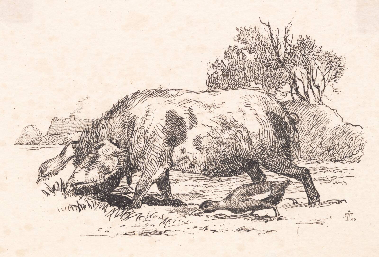 Svinet og anden, Johan Thomas Lundbye, 1843