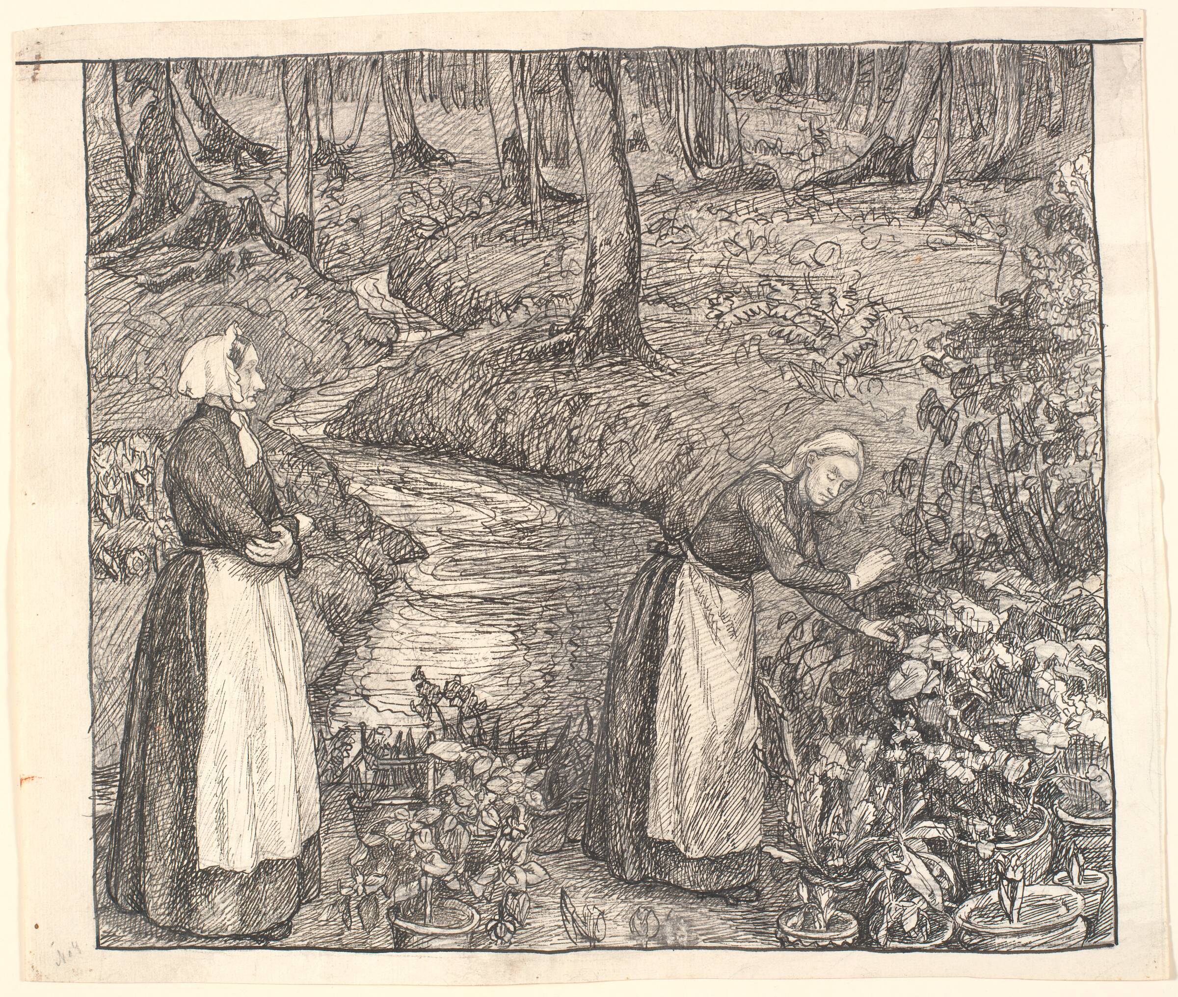 Og så gik de ind i Dødens store Drivhus..., Fritz Syberg, 1898