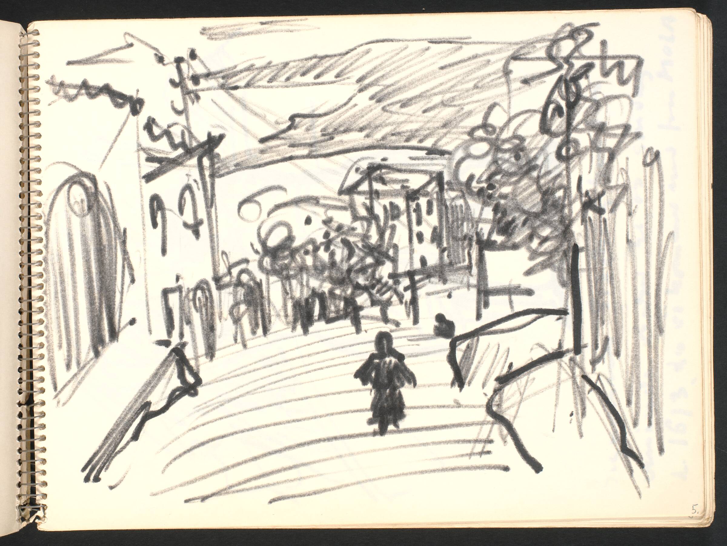 Byparti med stor trappe, Gottfred Eickhoff, 1952