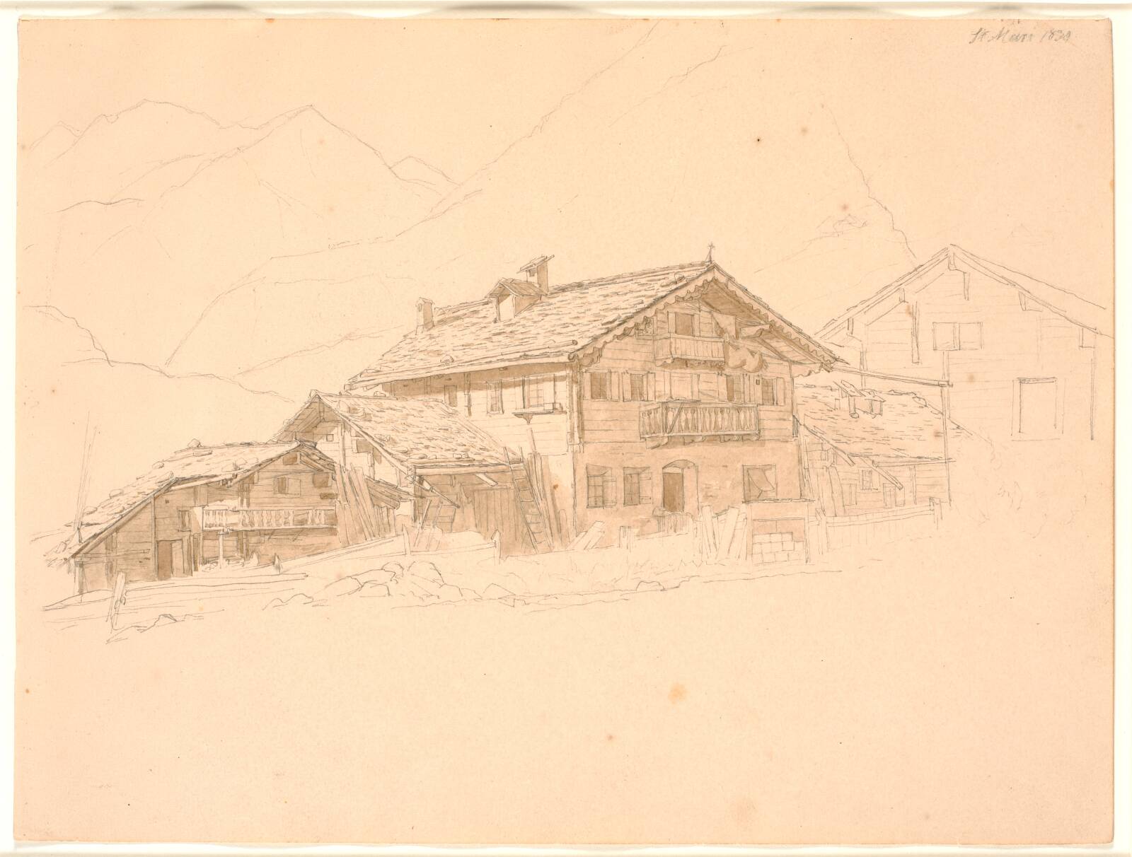 Bondehus i Tyrol. St. Mari, Jørgen V. Sonne, 1830