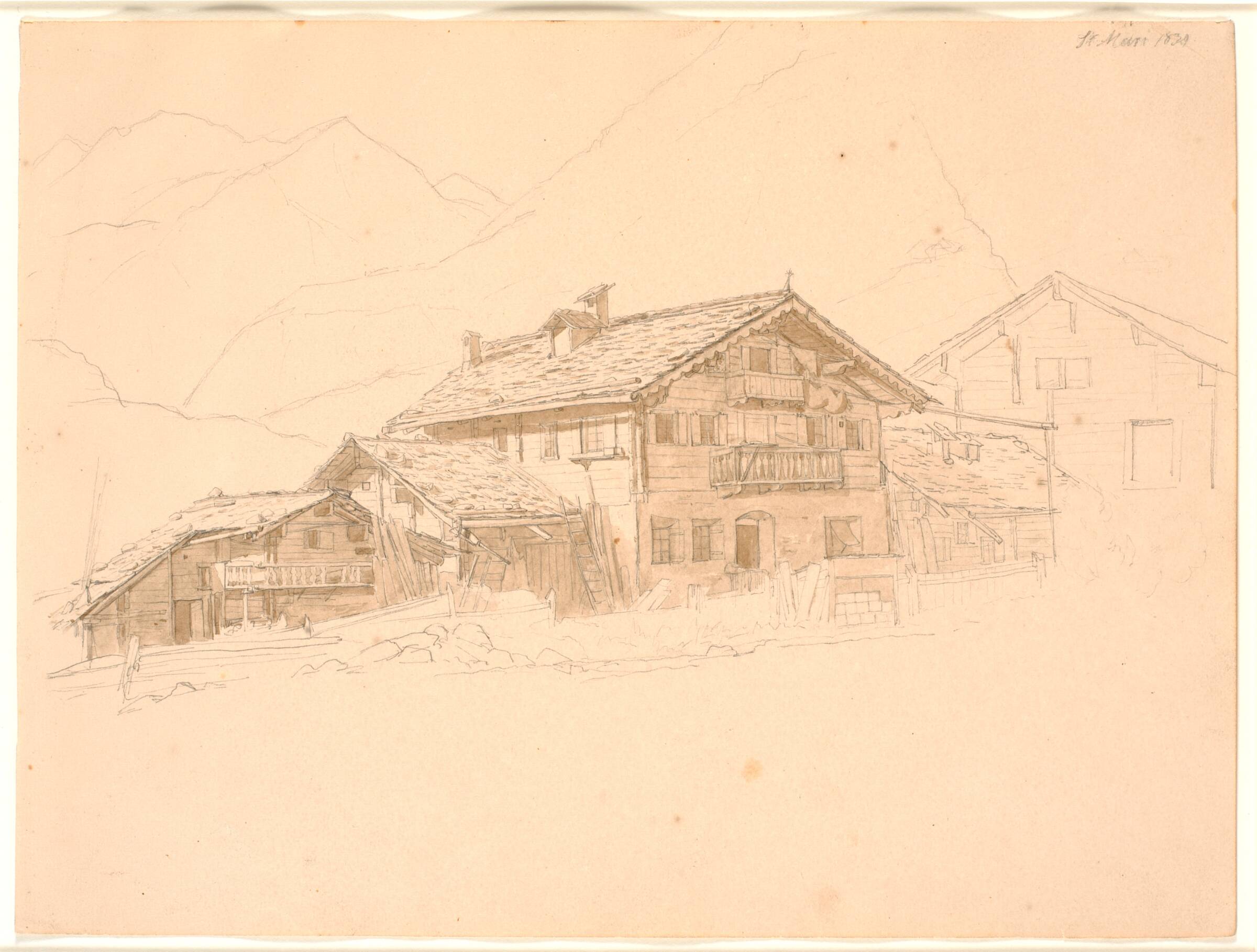 Bondehus i Tyrol. St. Mari, Jørgen V. Sonne, 1830