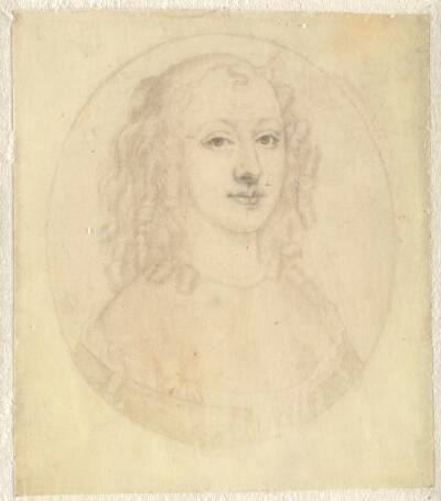 Skulderportræt af kvinde. Sandsynligvis Charles II's dronning Catherine af Braganza