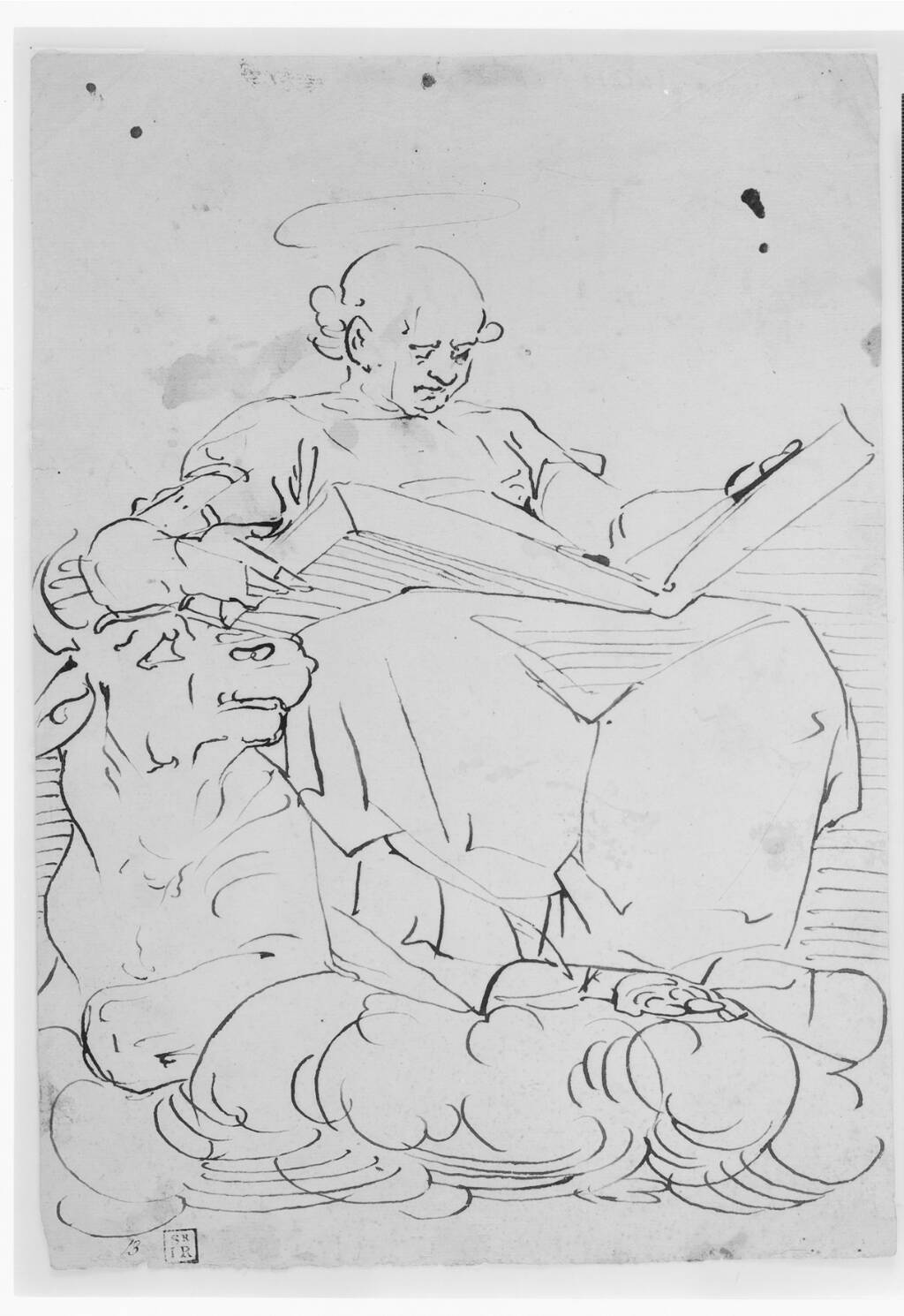 Sankt Lukas siddende på en sky, Luca Cambiaso, 1527-1585