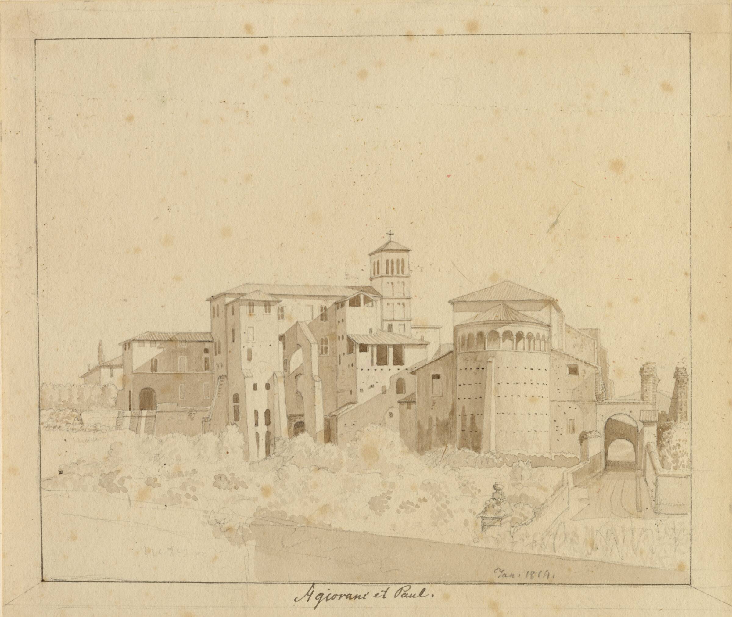 SS. Giovanni e Paolo set fra Piazza S. Gregorio, Rom, C.W. Eckersberg, 1783-1853