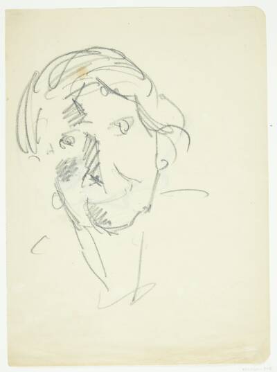 Portræt af kunstnerens hustru, malerinden Agnes Weie (1878-1964), en face