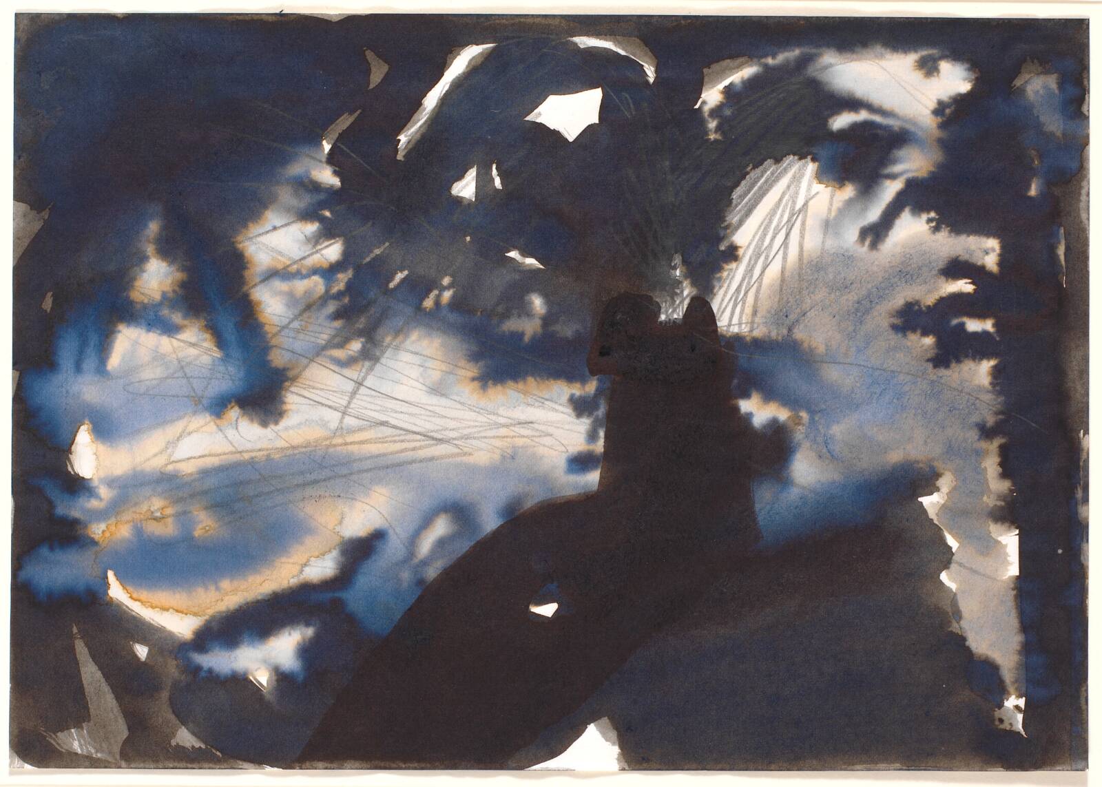 Penseltegning. "Landskab", Dorte Dahlin, 1984