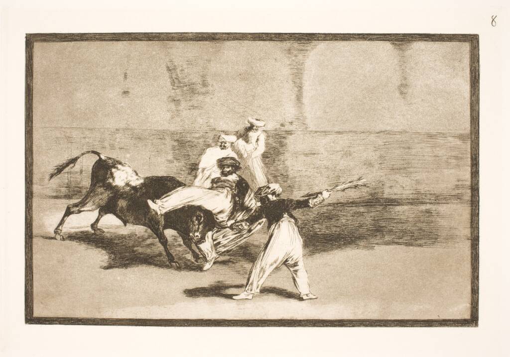 En maurer fanget af tyren i arenaen, Francisco de Goya, 1815-1816