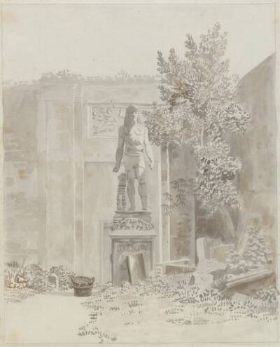 Romersk antikstatue i ægyptisk stil, antageligt i Palazzo Barberinis have