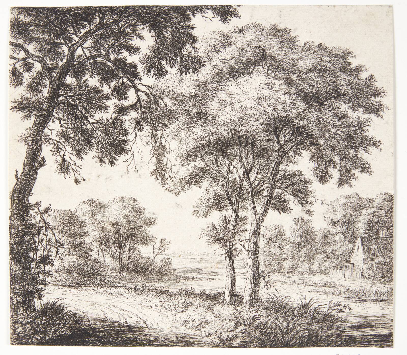 Hus på en flodbred, Anthonie Waterloo, 1610-1690