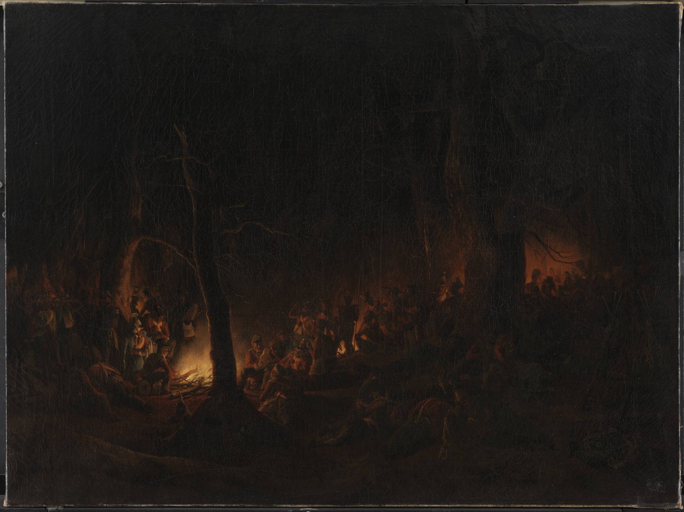 Bivuak efter affæren ved Slesvig natten mellem den 23. og 24. april 1848, Niels Simonsen, 1849