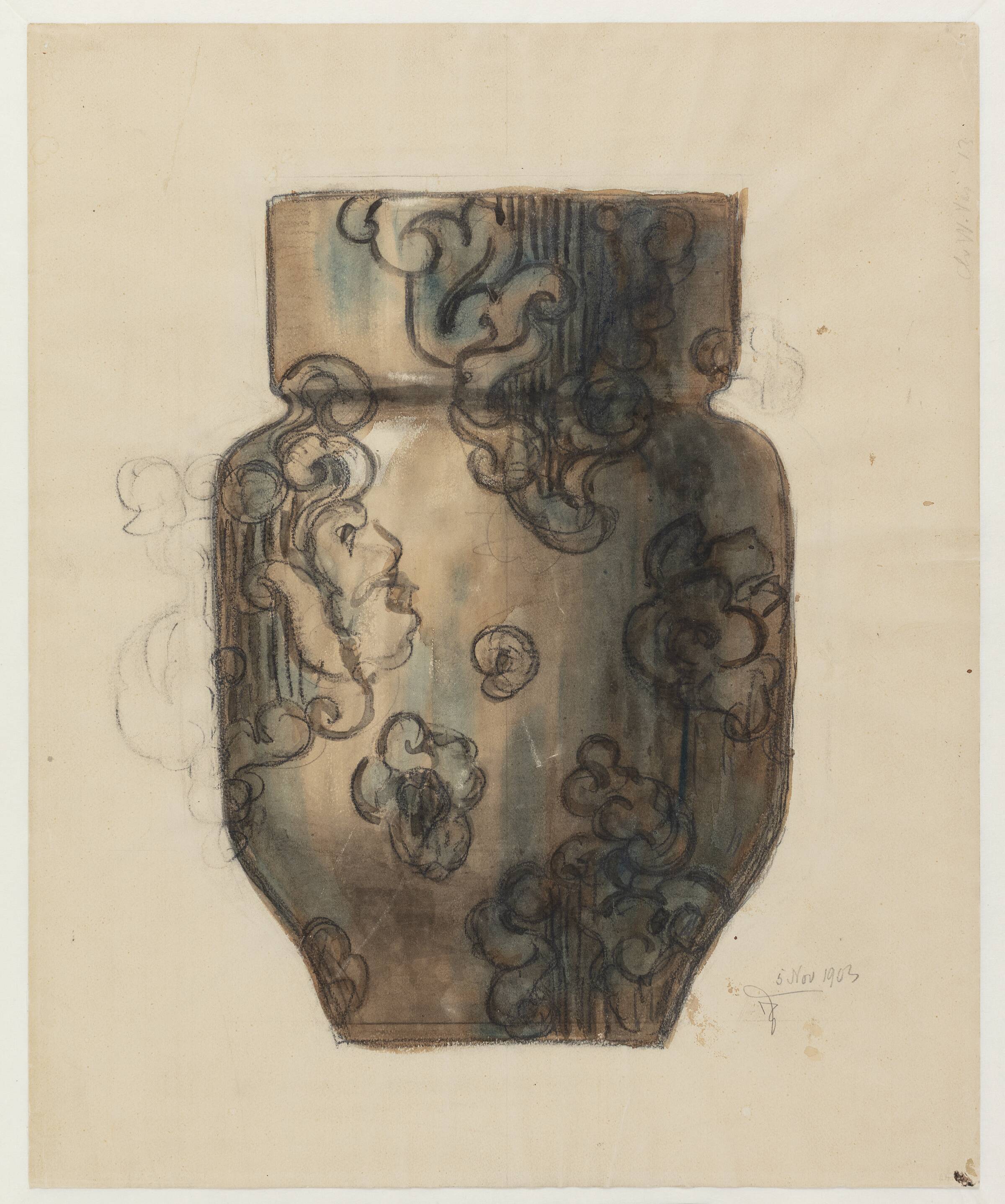 Studie til krukke, Thorvald Bindesbøll, 1903